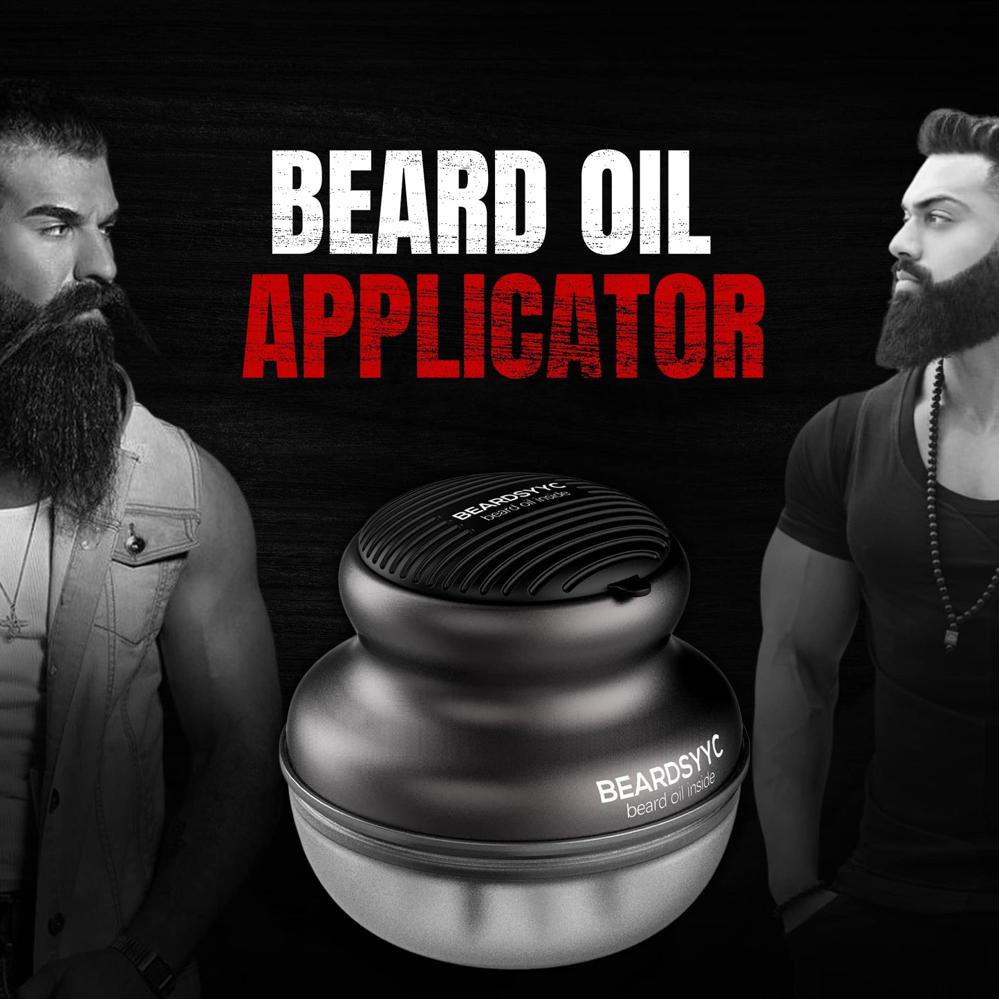 BEARDSYYC Beard Oil Applicator and Brush, Black, Beard Oil Dispenser/Releaser for all Beard Type, 1.0 Count