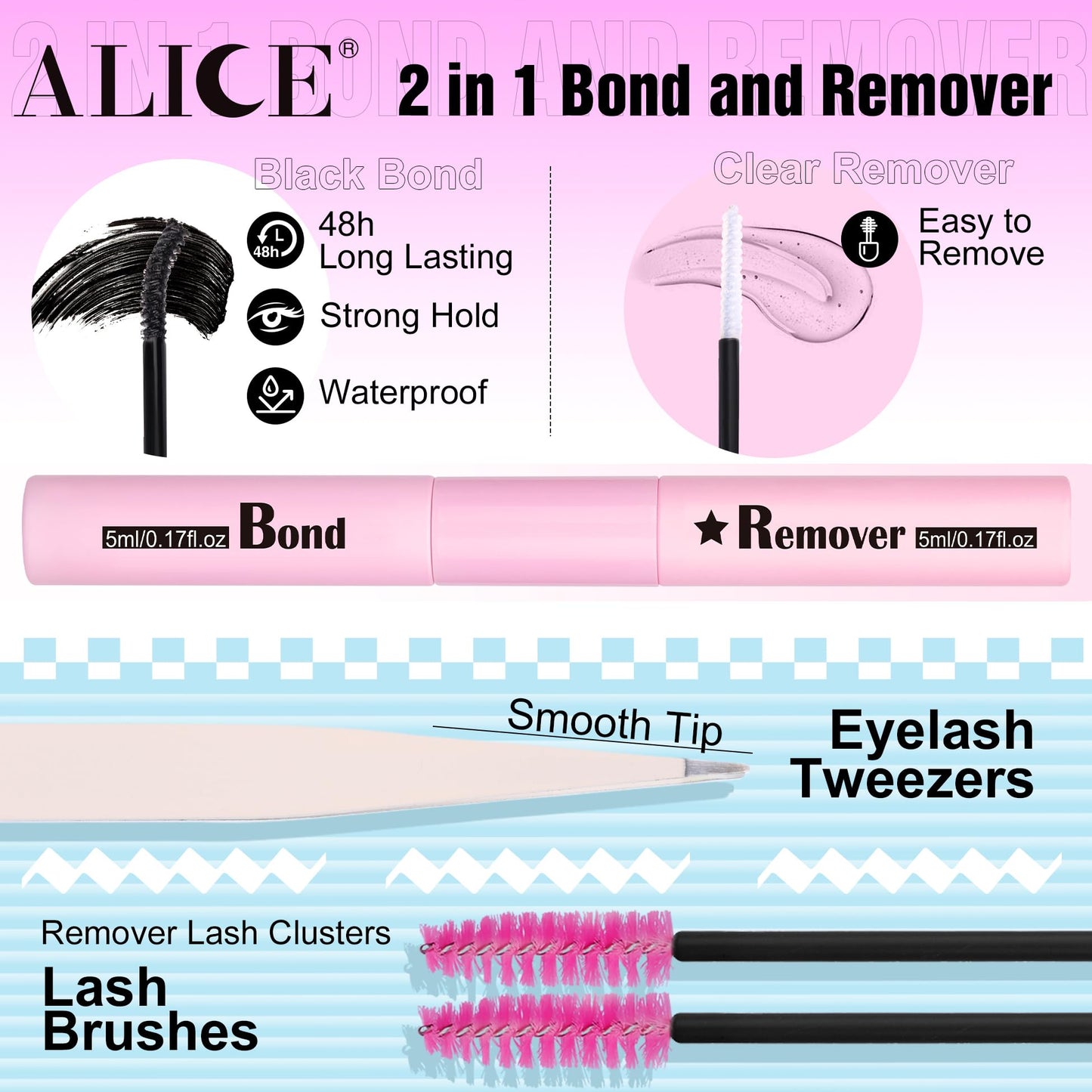 ALICE DIY Lash Extension Kit Natural Lash Clusters Kit 40D+50D Wispy Fluffy Eyelash Extension Kit 10-18mm Individual Lashes 280pcs with Lash Glue Bond and Remover Lash Applicator for Beginners