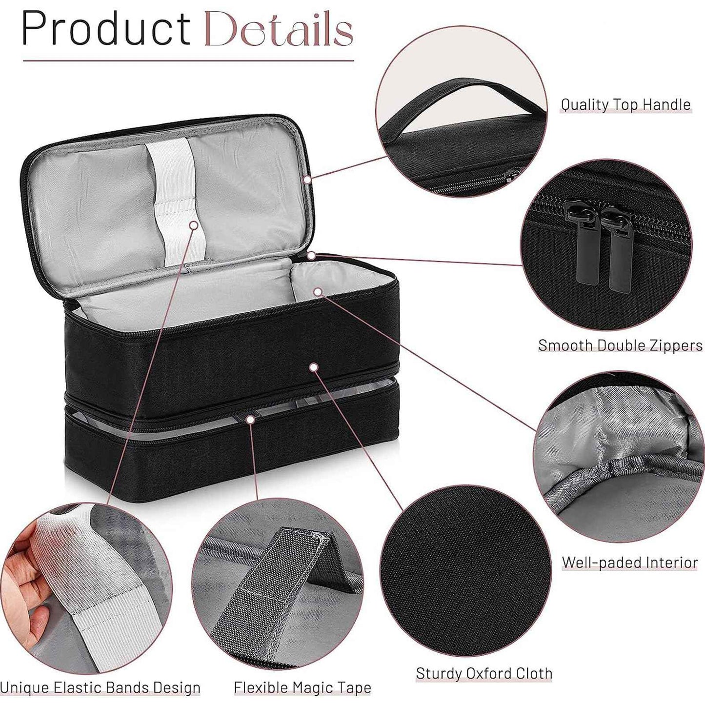 DaMohony Double-Layer Travel Case for Shark Flexstyle/Dyson Airwrap Styler and Attachments, Portable Travel Case Organizer Bag for Shark Flexstyle and Dyson Airwrap