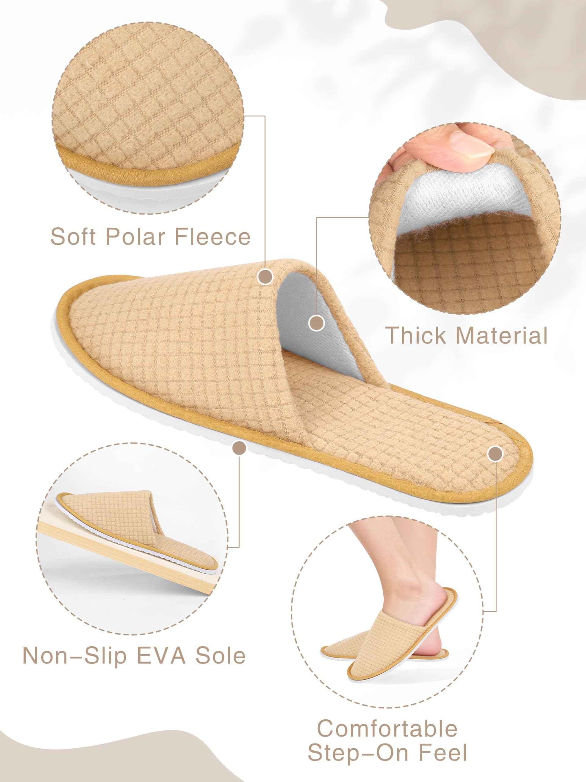 KUTTOR 12 Pairs Disposable Fleece Spa Slippers Closed-Toe Hotel House Guests Slippers Reusable Non-Slip for Shoeless Home Travel Spa Fits Men’s 10/Women’s 11
