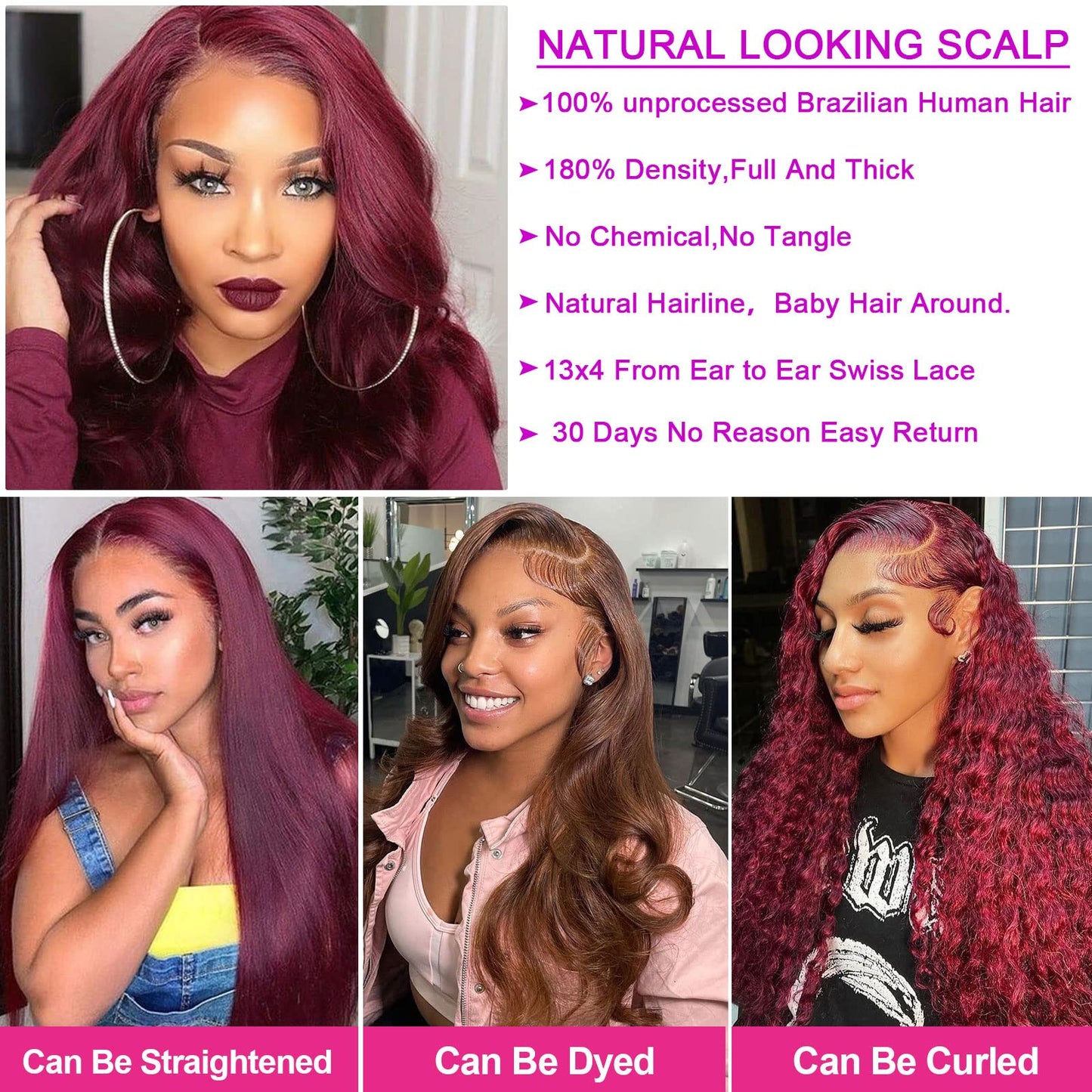 Aaliweya 99j Burgundy Lace Front Wigs Human Hair 99j 13x4 Body Wave HD Transparent Lace Frontal Wigs For Women 180% Density Pre Plucked Glueless Wine Red Color Virgin Human Hair Wigs 26inch