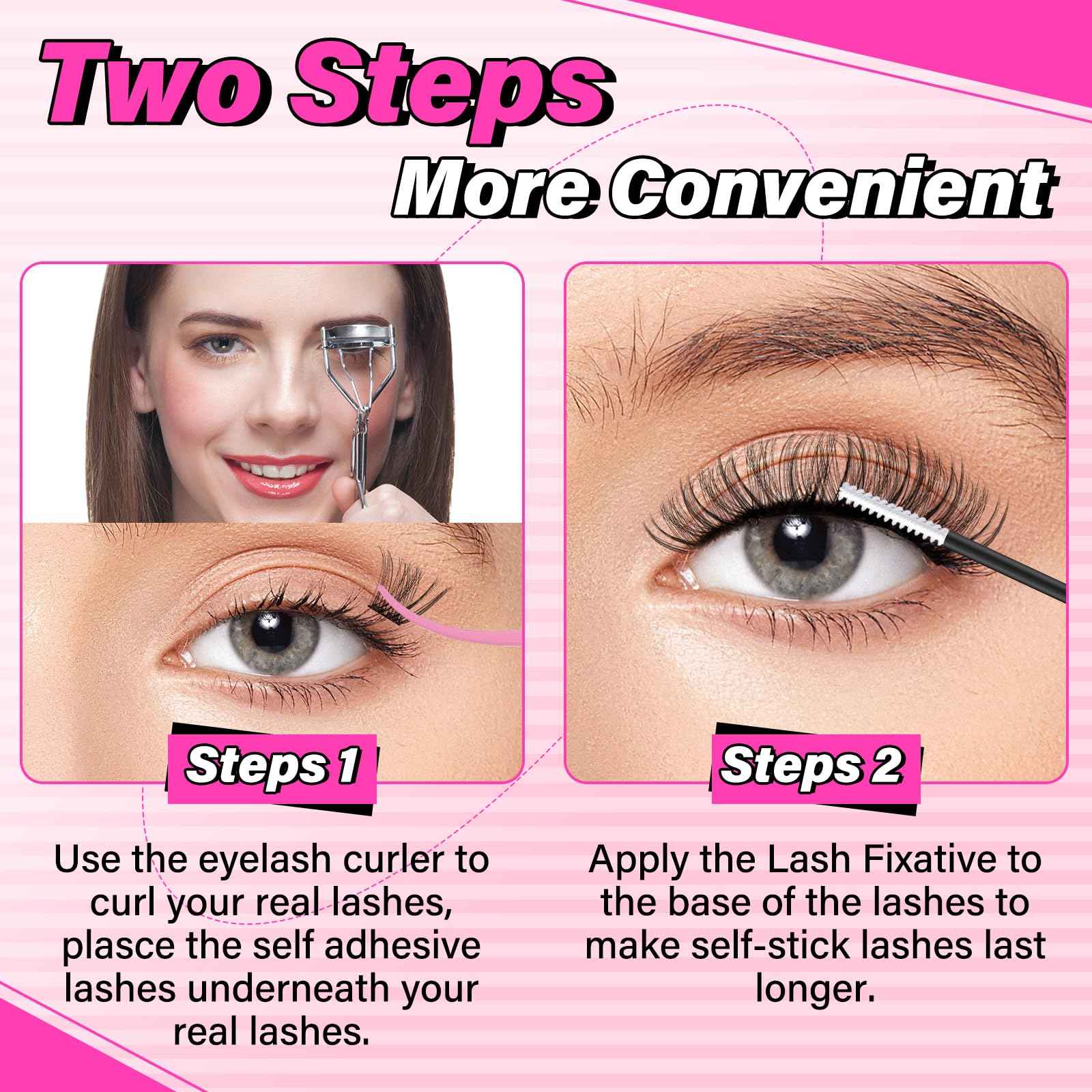 PRO Self Adhesive Eyelashes Kit Press On Lashes 120pcs Lash Clusters Lash Fixative Lash Remover Lash Applicator Eyelash Extension Kit Easy To Apply At Home Lash Extension Kit (Begonia,D-10-18mix Kit)