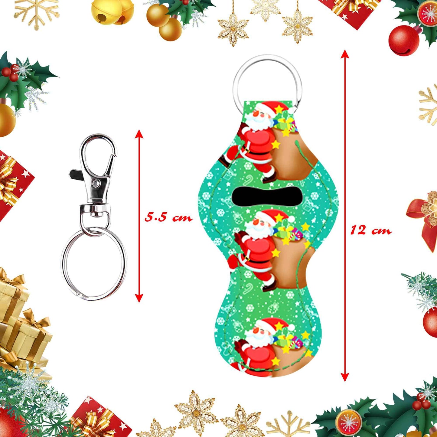 Duufin 16 Pieces Christmas Chapstick Holder Keychain Lip Balm Holder Lipstick Keychain Holder Lipgloss Keychains Holder with 16 Pieces Metal Clip Cords for Chapstick Tracker and Safeguard
