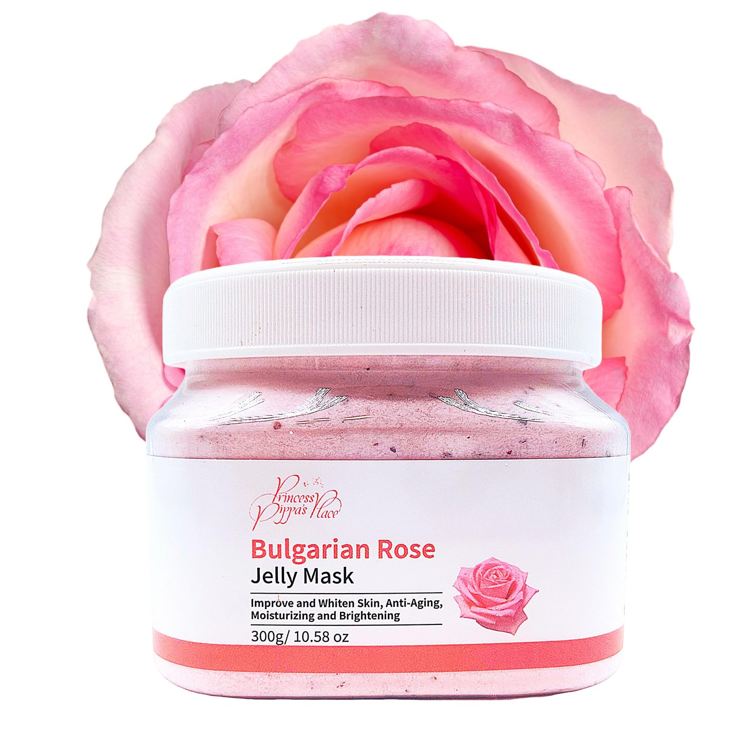 Princess Pippa's Place Bulgarian Rose Jelly Mask Powder- Jelly Face Mask Peel Off- Hydrating, Moisturizing, Anti-Aging Jelly Mask for Face Glowing and Radiant Skin- 300G/10.58 Oz