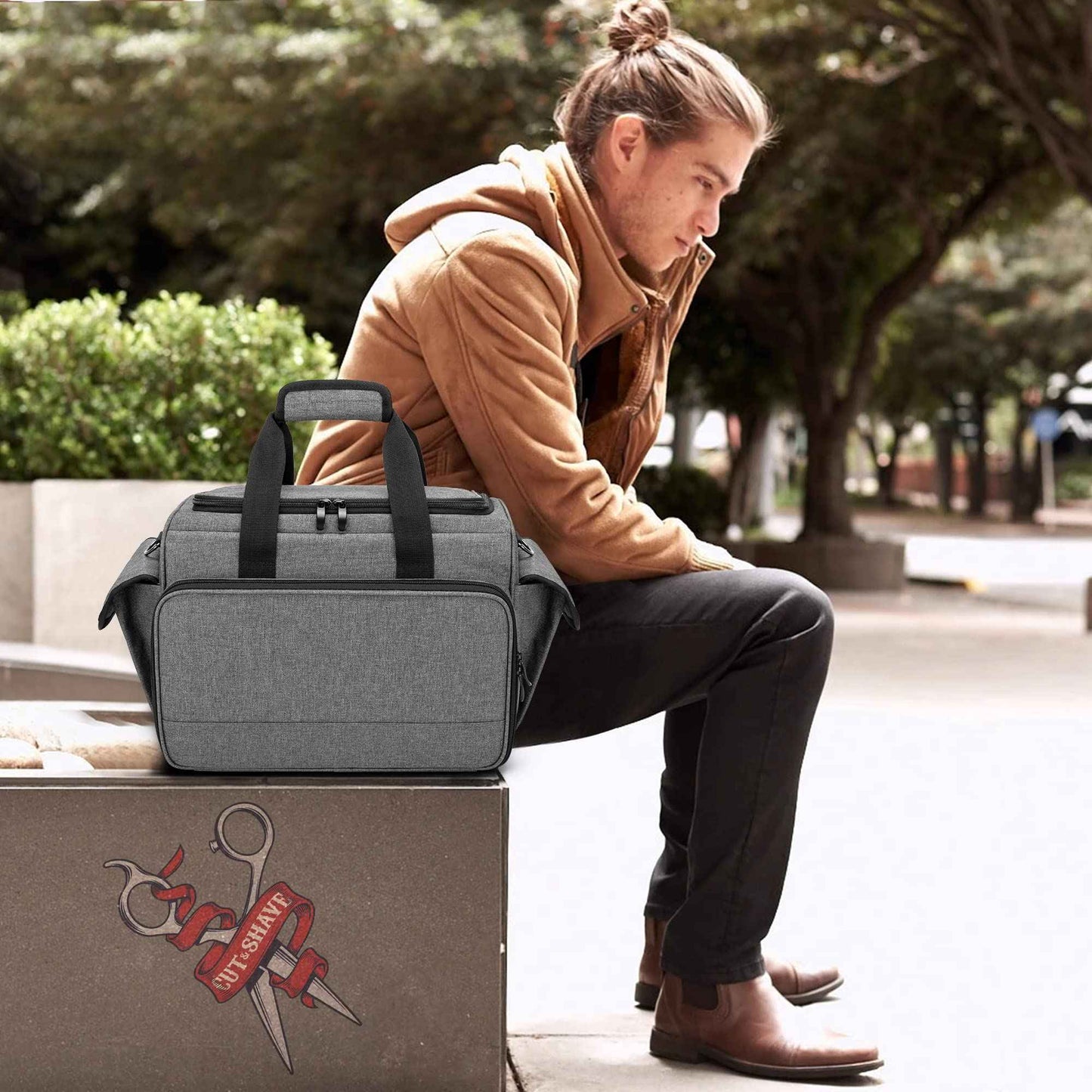 BAFASO Hairdresser Bag with Adjustable Dividers, Tattoo Case Holds Tattoo Supplies, Travel Barber Case Holds Various Hair Cutting Tools (Bag Only), Gray