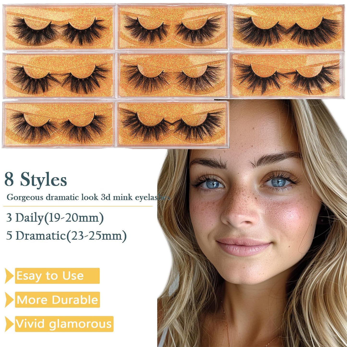 GOO GOO 3D Mink Eyelashes, 13mm to 25mm 20 Styles Multipack Fake Eyelashes Wholesale Bulk Eyelashes Reusable Handmade Siberian Mink False Eyelahses for Women