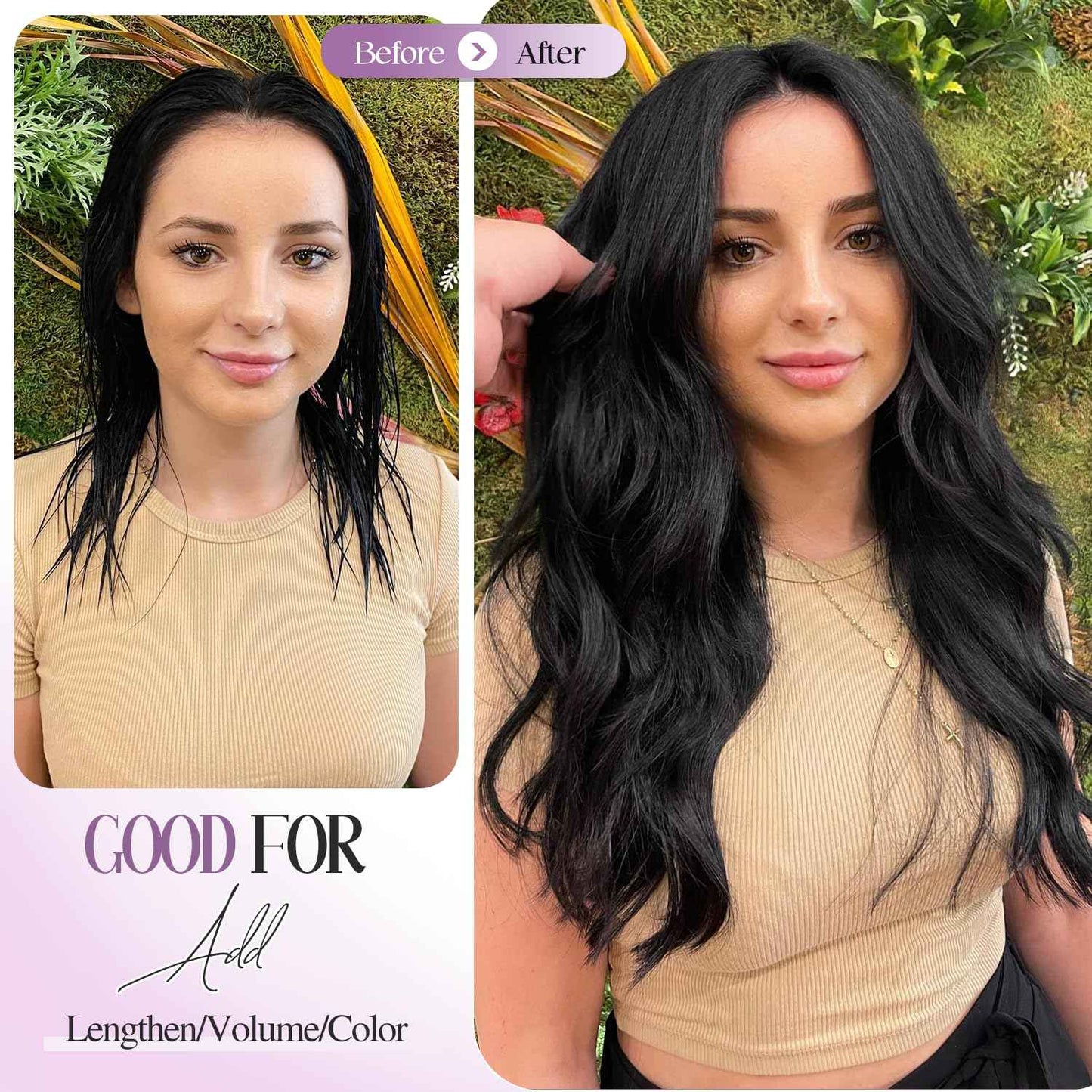 FANCEE No Glue Human Hair Extensions - Jet Black Tape-in With Holes, Glueless Invisible Seamless Skin Weft for Women (40g 20Pcs, 14 Inch)