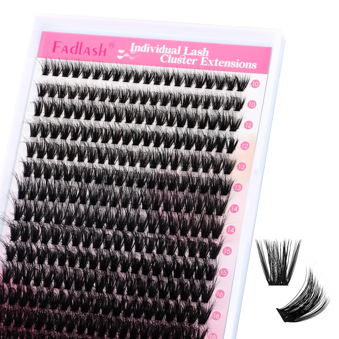 Lash Clusters 80D 255pcs 10-18mm Mixed Tray 3D Effect Fluffy Cluster Lashes D Curl Wispy Individual Lashes False Mink Eyelashes DIY Flat Lash Extension Individual Lashes Cluster (80D-0.07-D,10-18mm)