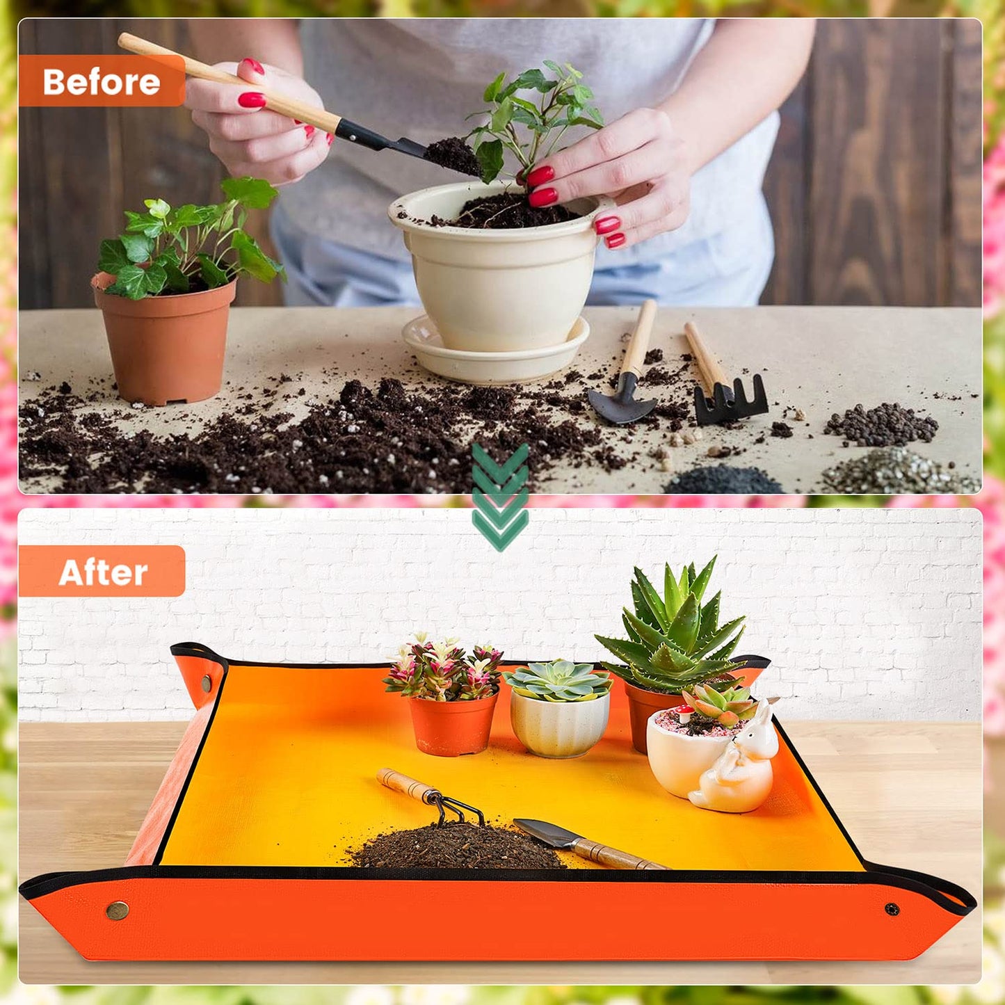 Onlysuki 3PCS 26.8" x 26.8" Repotting Mats for Indoor Plant Transplant Control Mess Best Gardening Gift for Plant Lovers