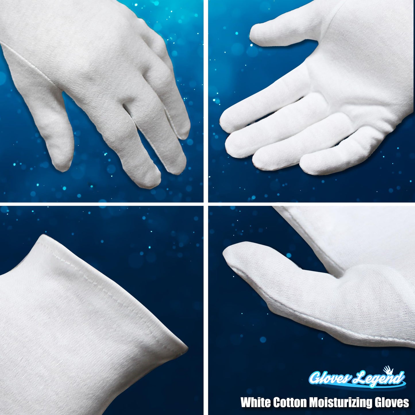 6 Pairs - Small - Gloves Legend Cotton Moisturizing Gloves for Dry Hands - White Sleeping Gloves for Nighttime Care, Women's Size - 100% Cotton