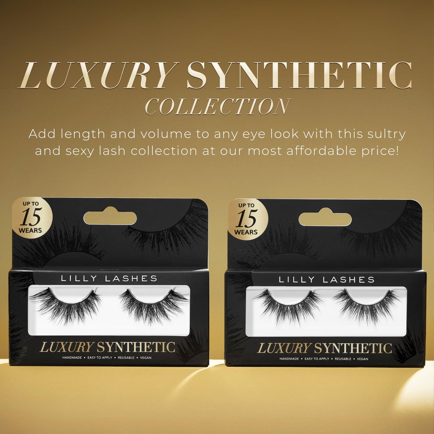 Lilly Lashes Luxury Synthetic DRAMA False Eyelashes - Full Length Lash Extension 17mm - Ultra Dramatic Look & Volume - Flare Shape - Reusable Fake Lashes 15x - Lash Glue not Included (Showstopper)