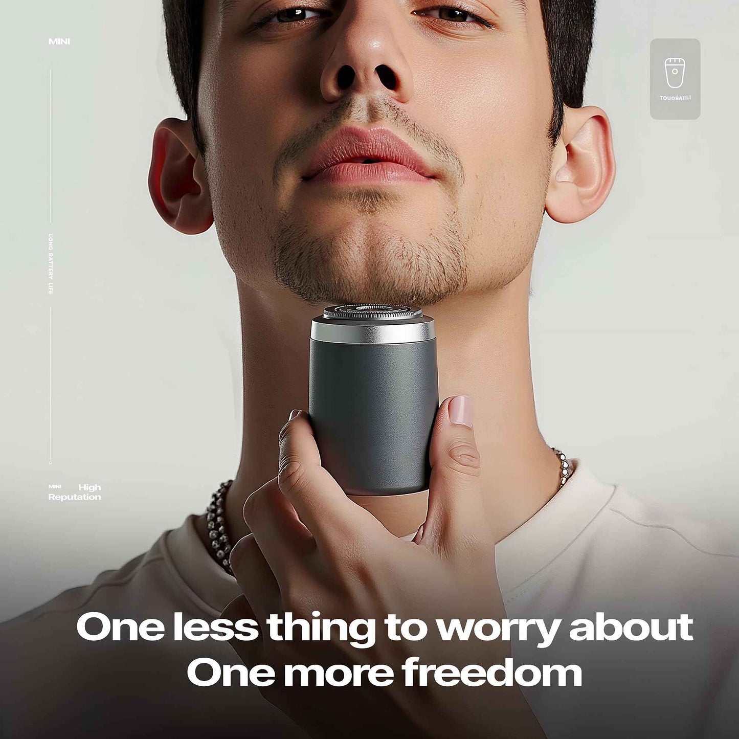 Premium Titanium Mini Shaver for Men - IPX7 Waterproof Electric Razor with Floating Foil System, USB-C Fast Charge, 90-Day Battery - Compact Travel Shaver for Sensitive Skin & Precision Grooming