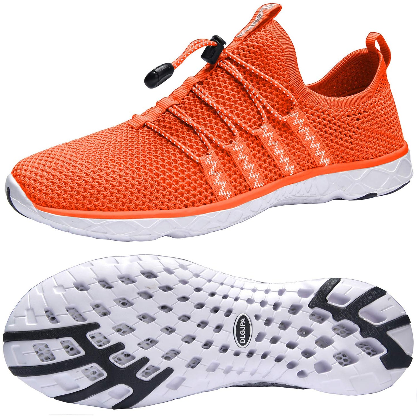 DLGJPA Men's Quick Drying Water Shoes for Beach or Water Sports Lightweight Slip On Walking Shoes Orange Red