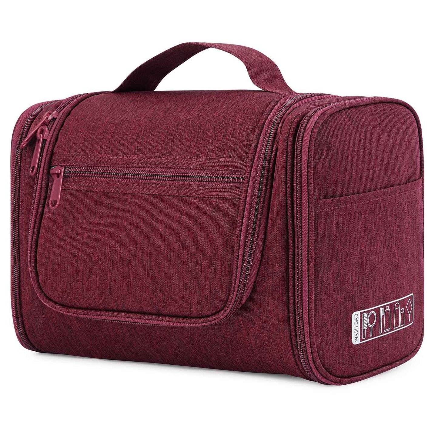 WANDF Large Hanging Toiletry Bag Travel Cosmetic Makeup Organizer Water-Resistant Shower Bathroom Bag for Women and Men (Red)