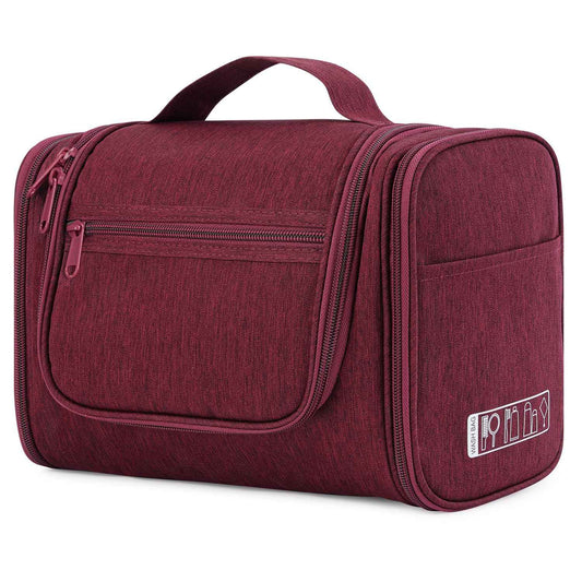 WANDF Large Hanging Toiletry Bag Travel Cosmetic Makeup Organizer Water-Resistant Shower Bathroom Bag for Women and Men (Red)