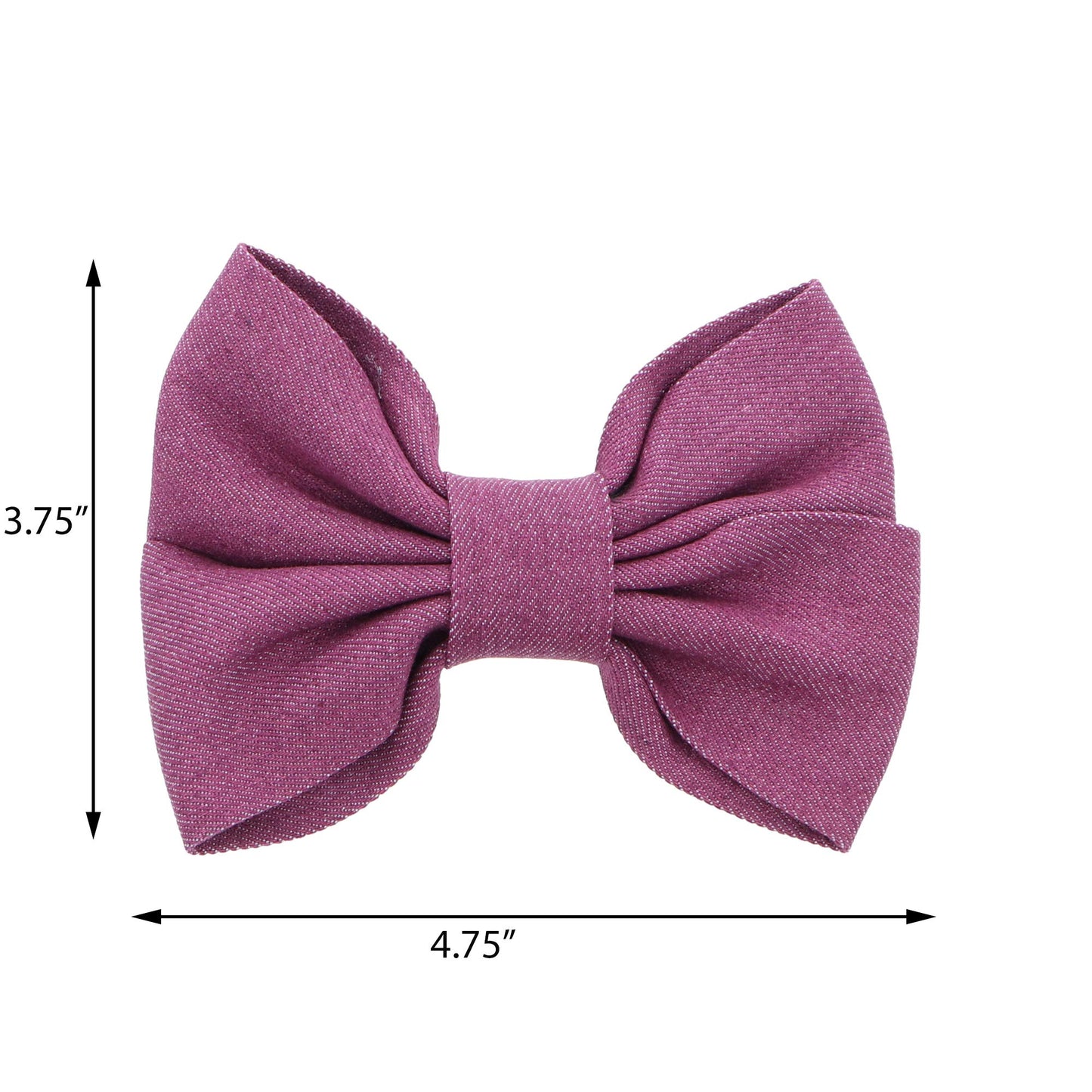 3.75 inch Wide Girls Denim Bow Clip - Purple