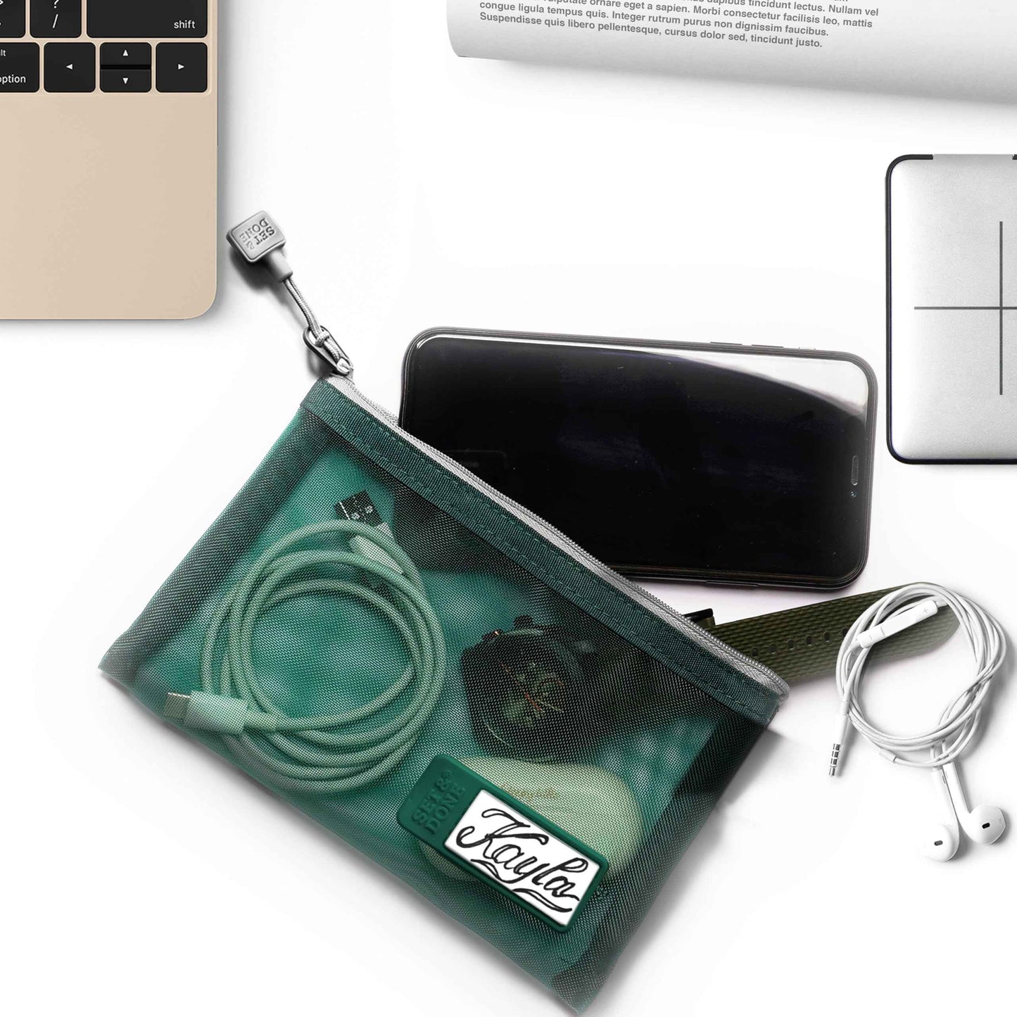 Set & Done Mesh Makeup Bags – 4-Pack Citrus Twilight Cosmetic Zipper Pouches for Travel, Toiletries & Small Items