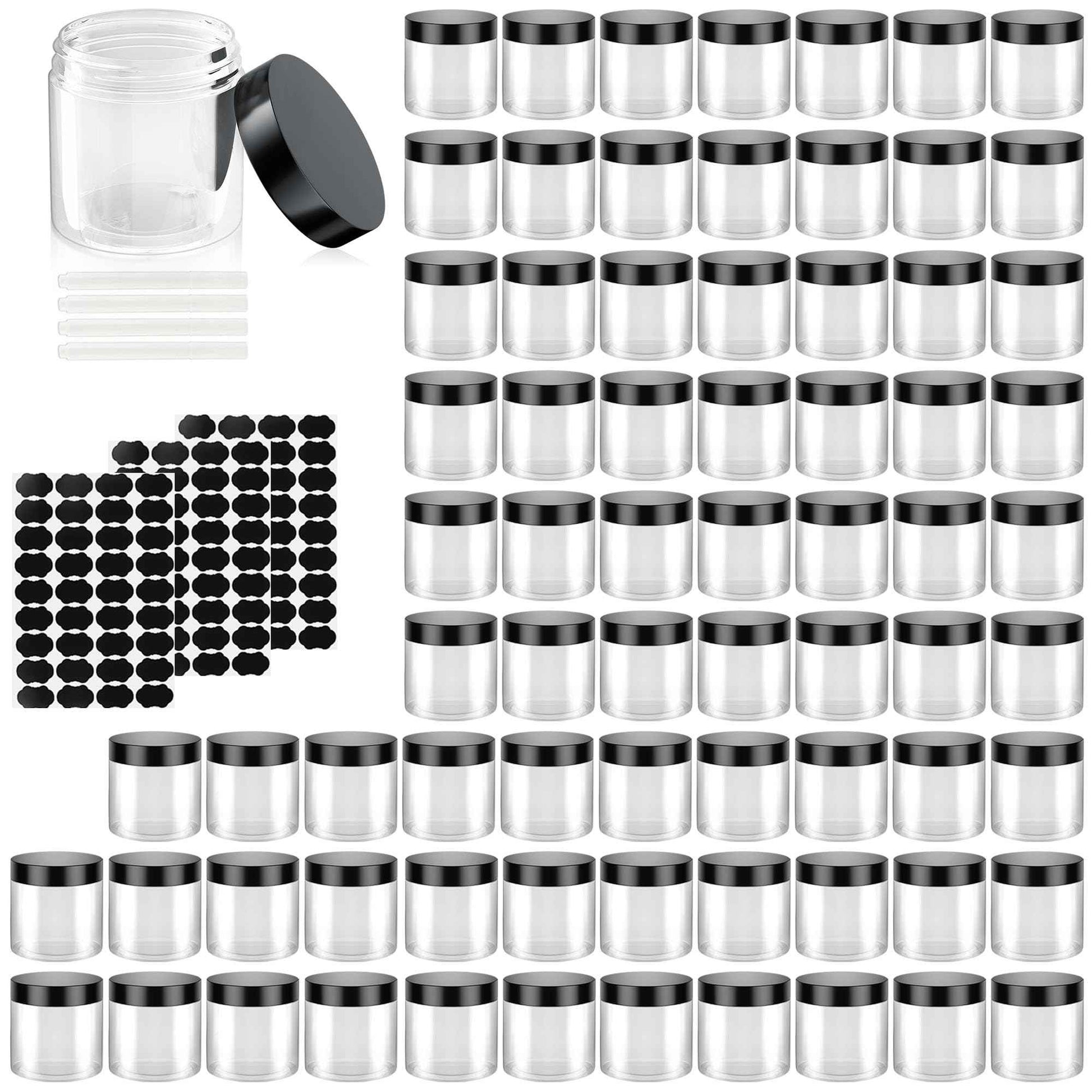 75 Pack 4 Oz Plastic Containers with Lids, OBKJJ Clear Travel Size Leak Proof Makeup Travel Containers BPA Free Cosmetic Slime Jars for Lotion, Cream, Body Butter, Makeup, Ointments (75)