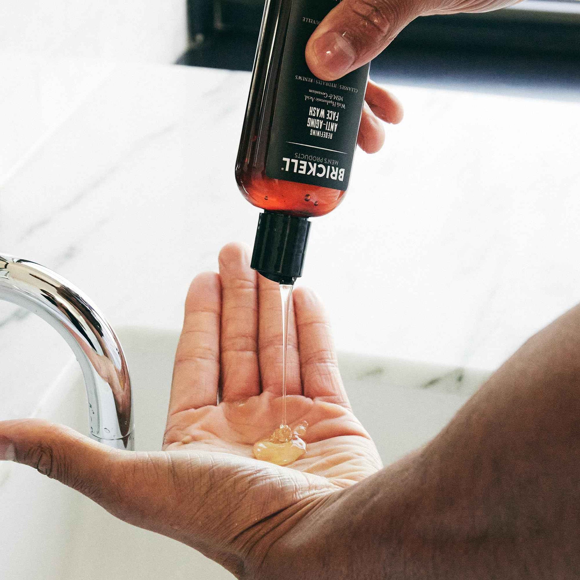 Brickell Men's Redefining Anti-Aging Face Wash For Men, Natural and Organic, Foaming Gel Face Wash Firms & Plumps Skin to Reduce Signs of Aging (Scented, 4 oz)