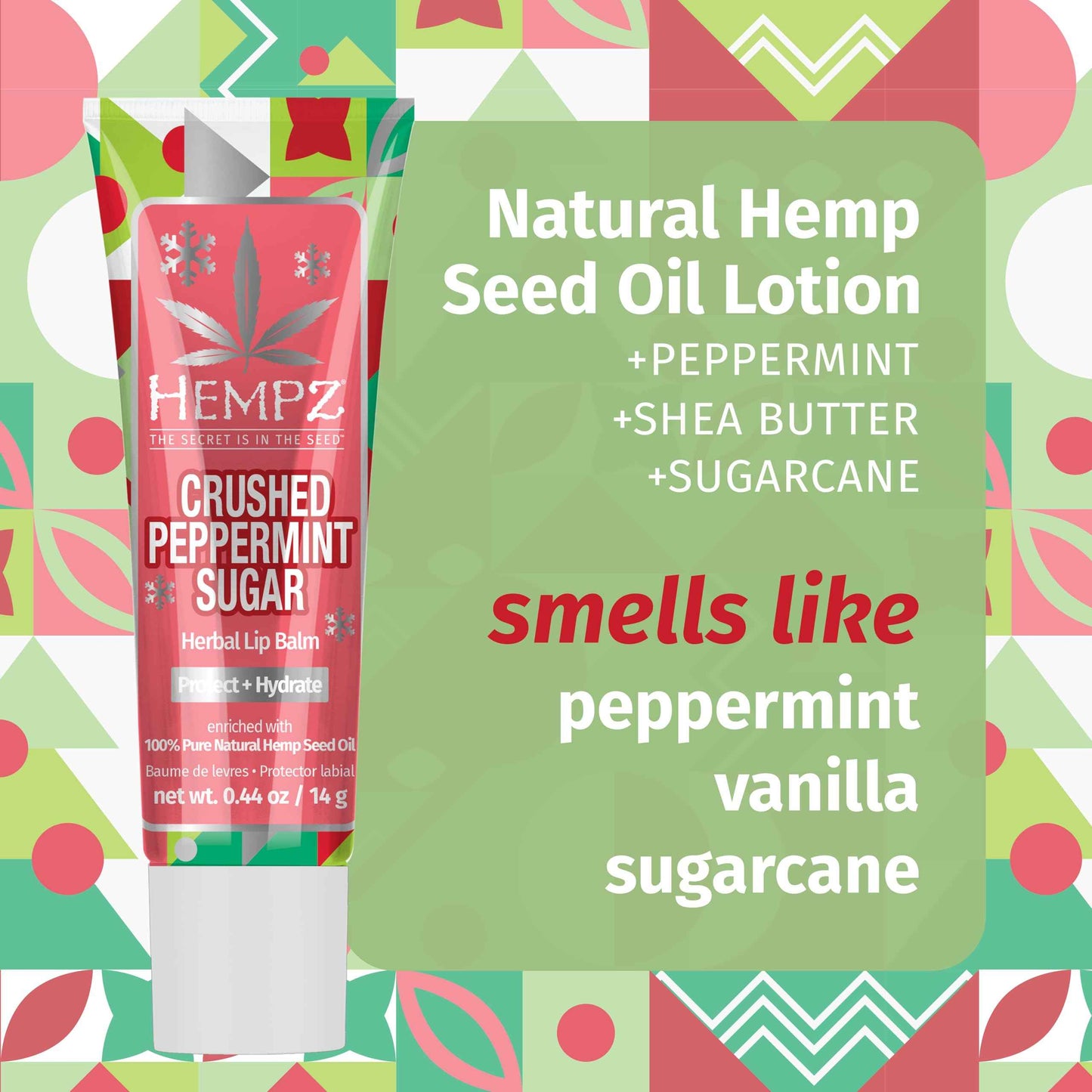 Hempz Crushed Peppermint Sugar Gift Set , Body Lotion and Lip Balm, for Men & Women