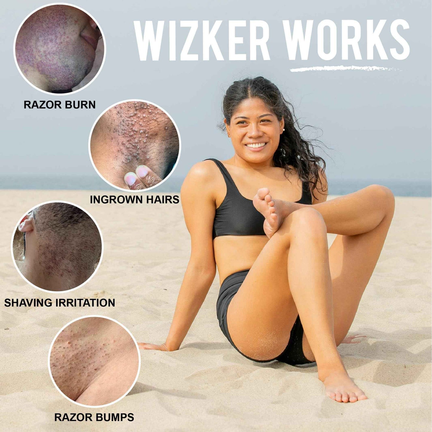 WIZKER Premium Ingrown Hair Exfoliating Brush for Sensitive Skin, Couple’s Edition Removes Razor Bumps, Reduces Shaving Irritation, Waxing, Laser – Waterproof, No Mold