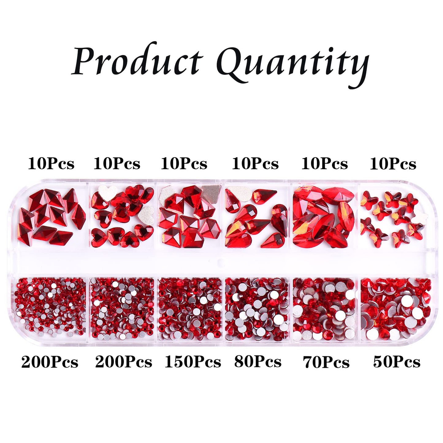 FULZTEY 810Pcs Red Crystal Rhinestones for Nail Crystal Gems Stones Diamond for Crafts Multi Shape Size Bling Red Flatback Nail Art Rhinestones Nail Jewels Decoration DIY Crafts Clothes Shoes