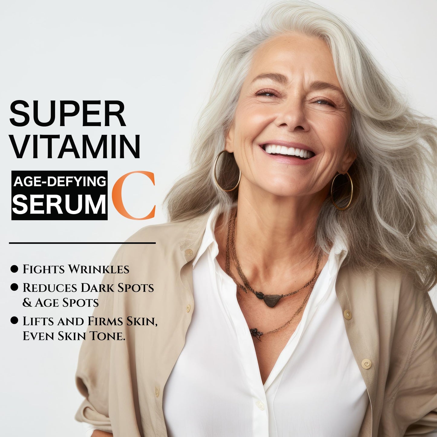 Super C Serum for Women Over 70, Vitamin C Serum for Face, Retinol Serum for Face, Rapid Anti Aging Serum, Super Hydrates, Softens, Lifts and Firms, Even Skin Tone (60ml)