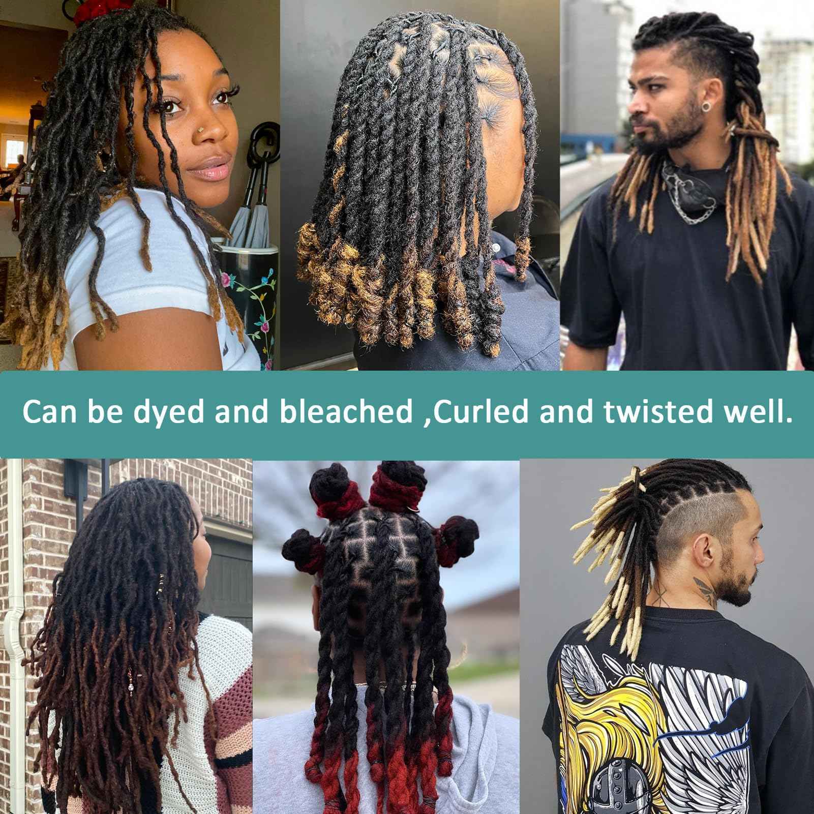 Viovian 0.6cm Ombre Loc Extensions Real Human Hair 8 Inch 30 Strands Dread Lock Human Hair Dreadlock Extensions for Men/Women Color 1b/27