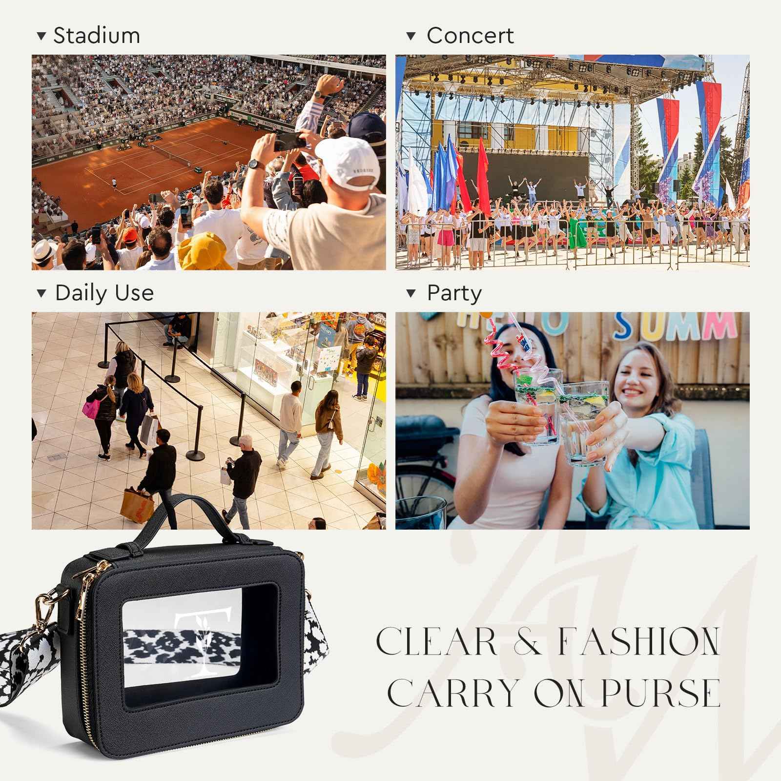 Clear Crossbody Shoulder Purse Bag with Adjustable Strap for Stadium Events Sports Concert, Personalized Initial Makeup Toiletry Pouch, Monogram Birthday Gift for Women Mom Friends Sister, Letter T