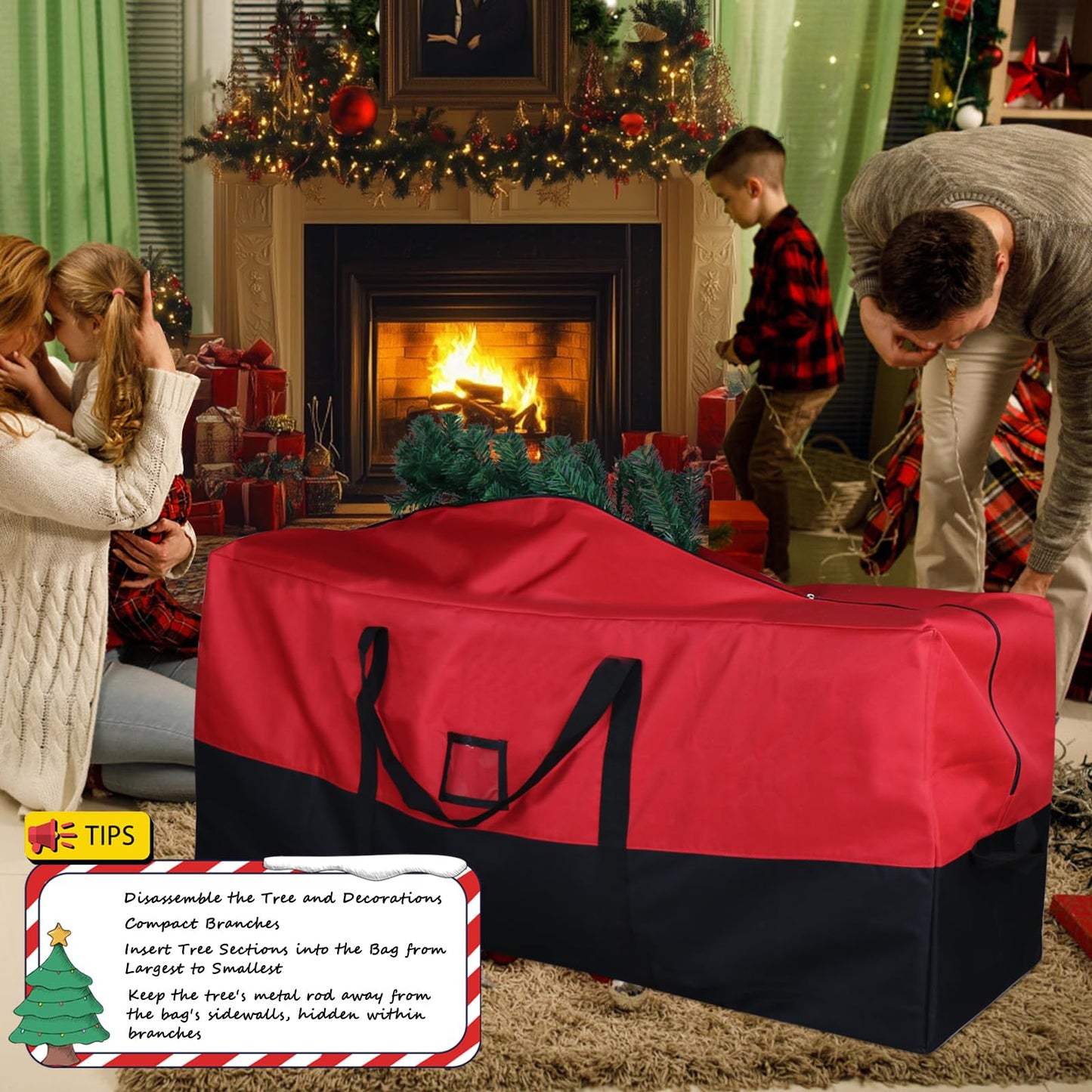 BSTGE Christmas Tree Storage Bag, Fits Up to 9 Ft Artificial Trees, Large Heavy-Duty Waterproof Storage Bags with Reinforced Handles, Dual Zippers & Card Slot, 600D Oxford Extra Large Moving Bags