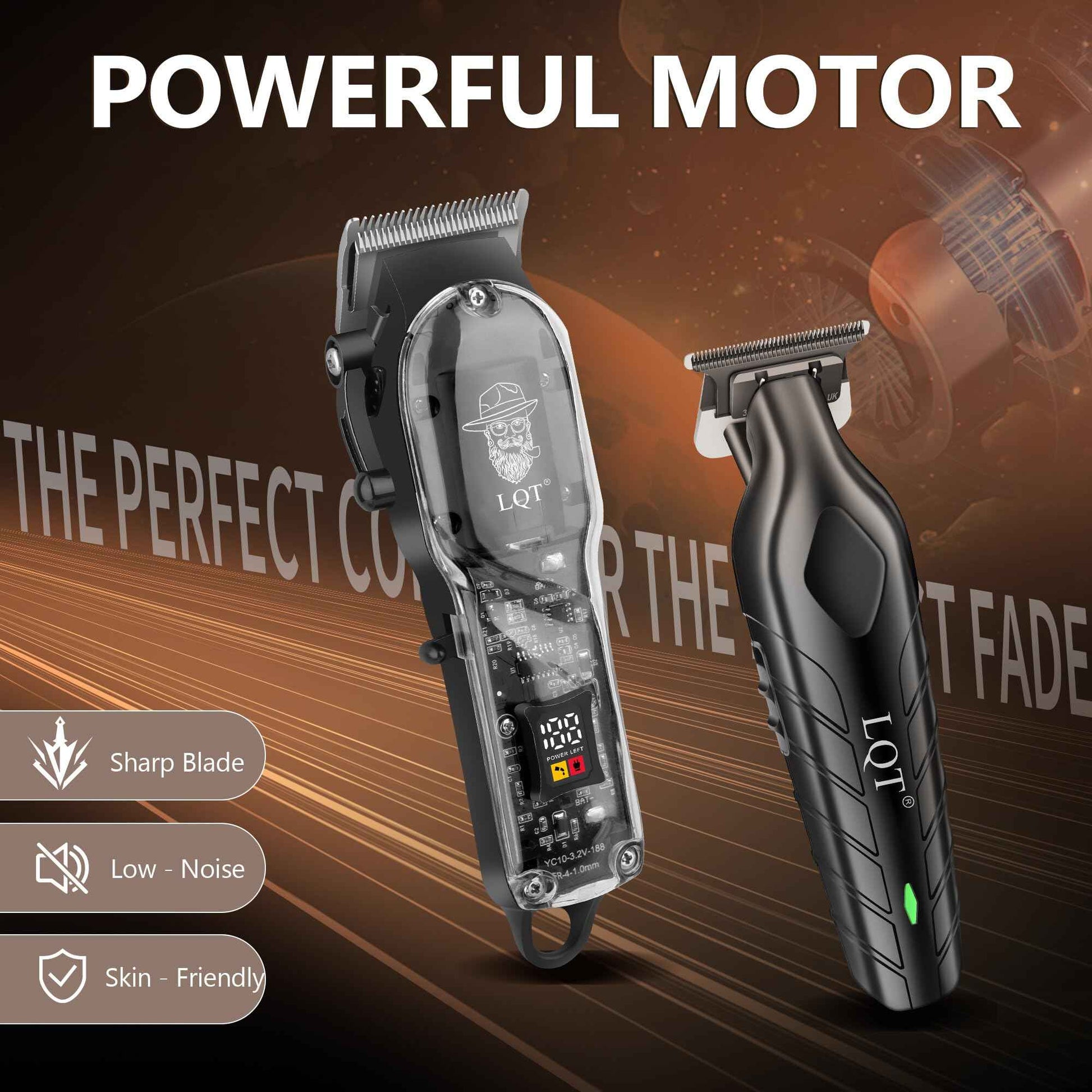LQT Hair Clippers for Men, Cordless Hair & Beard Trimmer, USB Rechargeable, Lightweight Design for Smooth Operation, Low Noise Grooming Kit