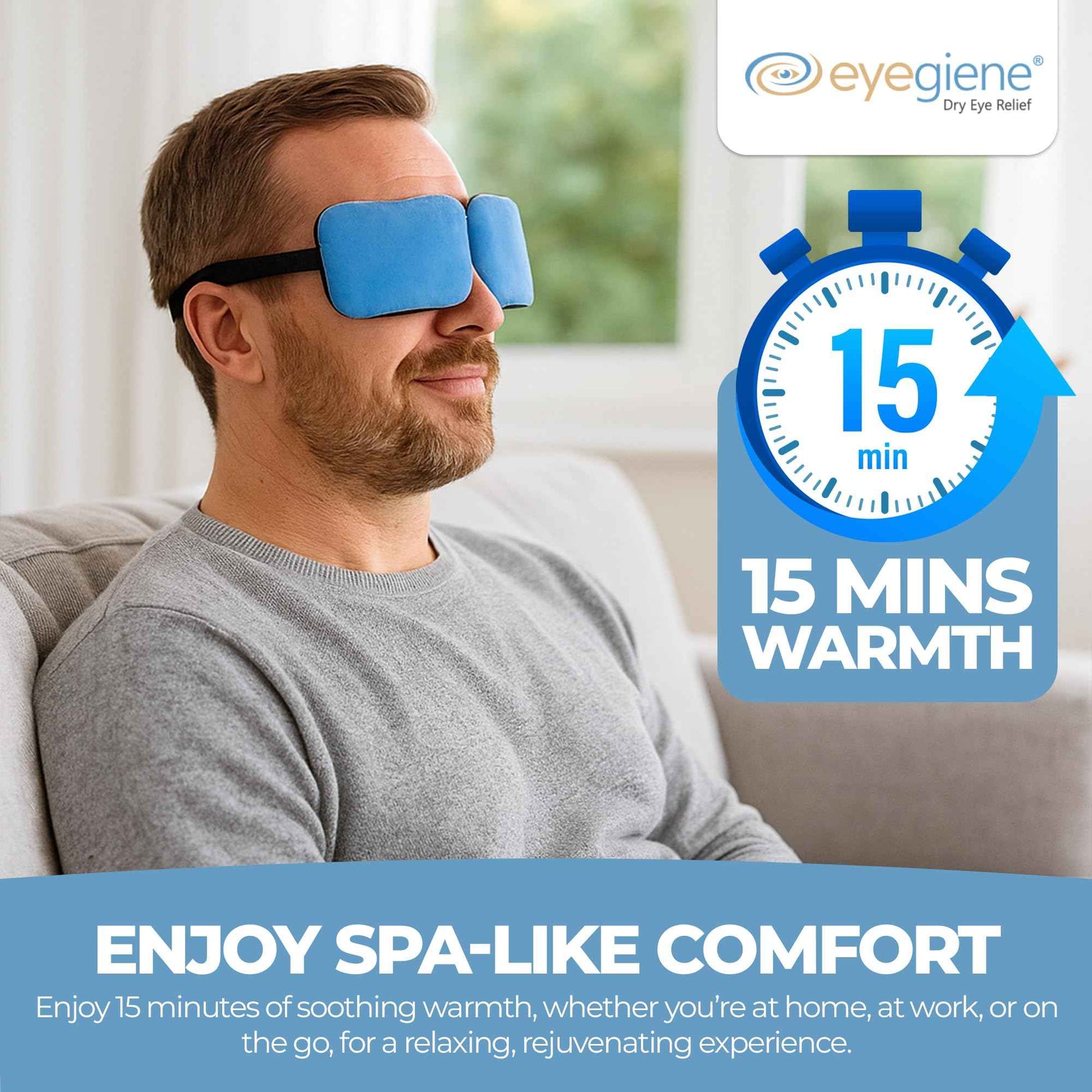 EyeGiene Insta-Warmth Eye Mask - Portable Self Heating Masks for Dry Eyes -Multi-Use Heat Treatment for Dryness, Fatigue, Styes, Blepharitis - Steam Eye Mask - Warm Compresses for Dry Eyes (1 Eyemask)