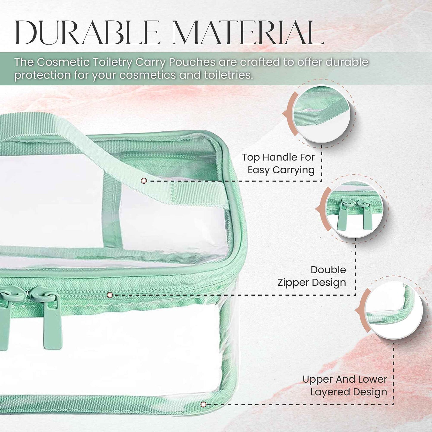 GottaHaveit Travel Toiletry Bag - Clear Makeup Bag for Cosmetics and Toiletries. See Thru Pouch, Waterproof with Zipper. Plastic (2 Pack)