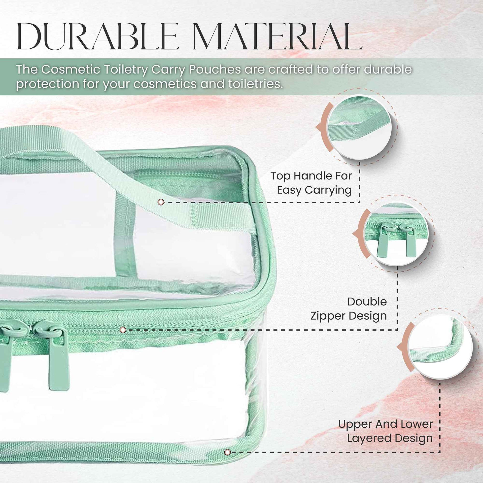 GottaHaveit Travel Toiletry Bag - Clear Makeup Bag for Cosmetics and Toiletries. See Thru Pouch, Waterproof with Zipper. Plastic (2 Pack)