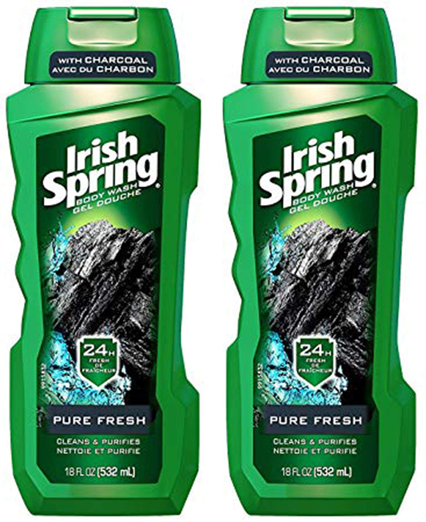 Irish Spring Body Wash With Charcoal Pure Fresh - 18 oz, Pack of 2