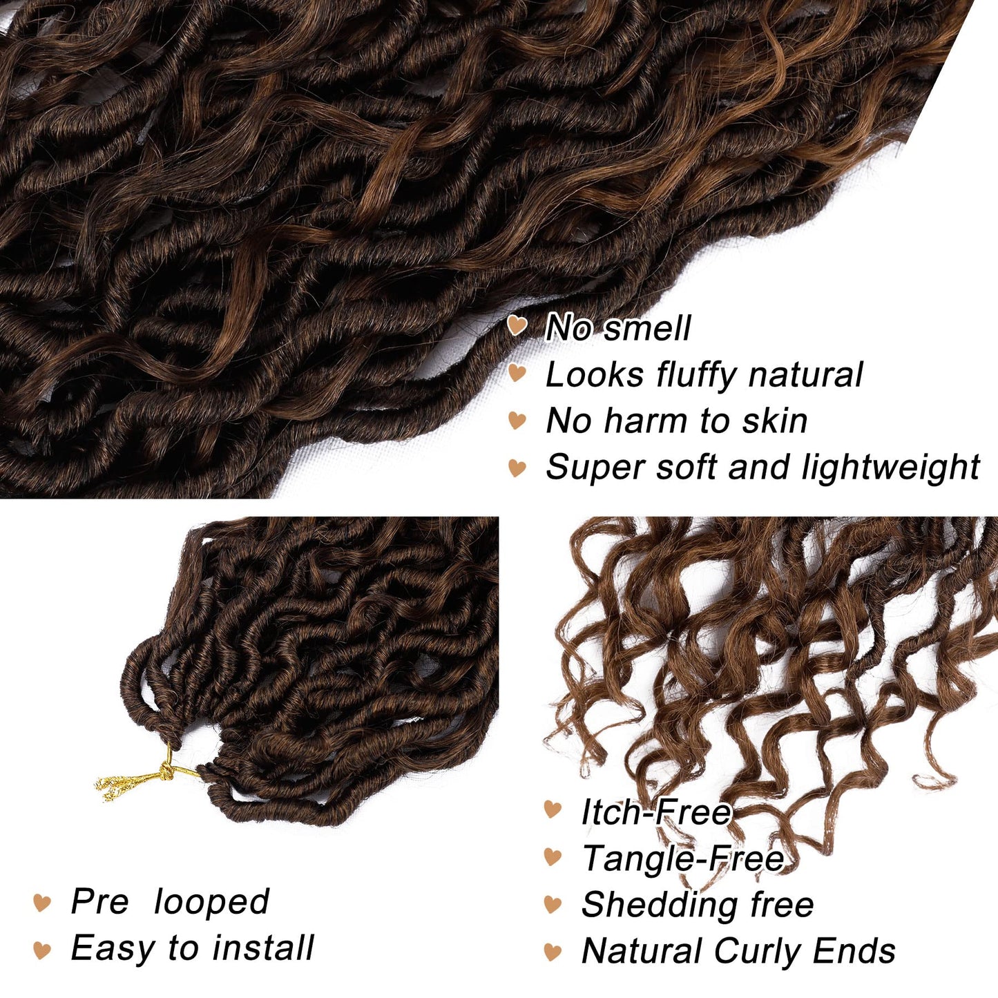 LIYATE Goddess Locs Crochet Hair 14 Inch 6 Packs Faux Locs Crochet Hair for Black Women Pre Looped Soft River Locs Crochet Braids with Curly Hair Bohemian Hippie Locs Hair Extensions(T1B/30)