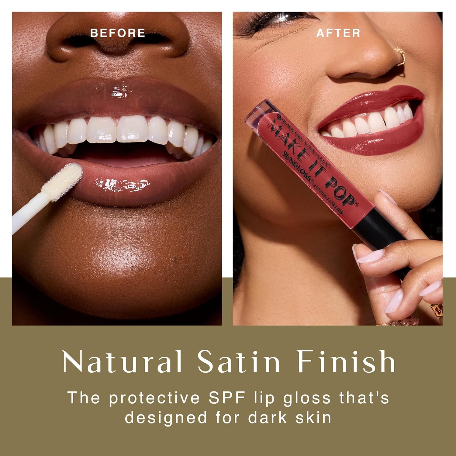 BlackGirlSunscreen BLACK GIRL SUNSCREEN - Make It Pop Sungloss - Revolutionary Sun Protection and Gloss in One - SPF 50 (Cherry Noir)