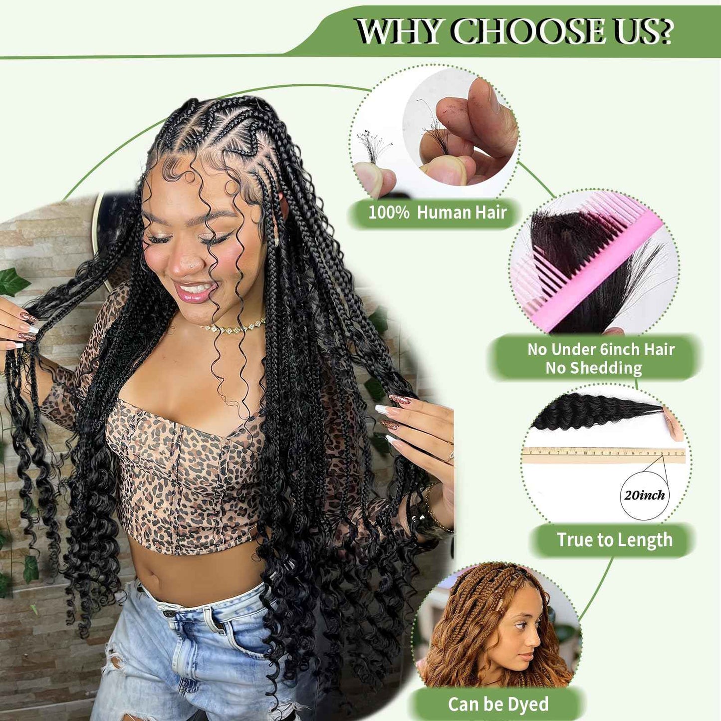Human Braiding Hair for Boho Braids 120g 12A Deep Water Wave Bulk Human Hair Knotless Boho Braiding Curly 100% Virgin No Weft Extensions Bohemian Braids 3 Bundles/Pack Chocolate Brown 14 Inch
