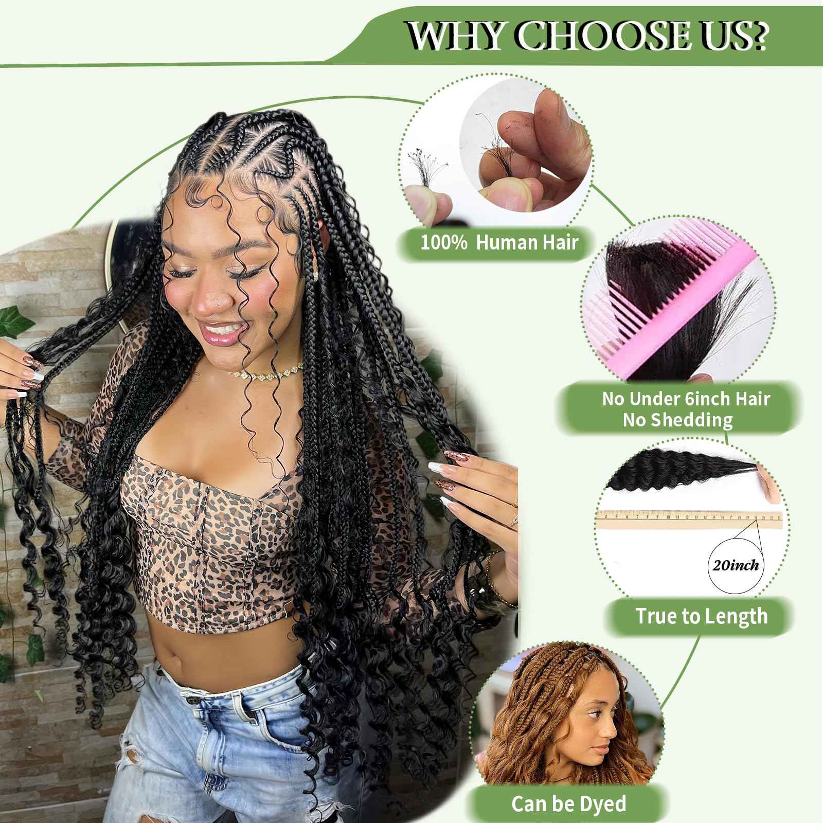 Human Braiding Hair for Boho Braids 120g 12A Deep Water Wave Bulk Human Hair Knotless Boho Braiding Curly 100% Virgin No Weft Extensions Bohemian Braids 3 Bundles/Pack Chocolate Brown 14 Inch
