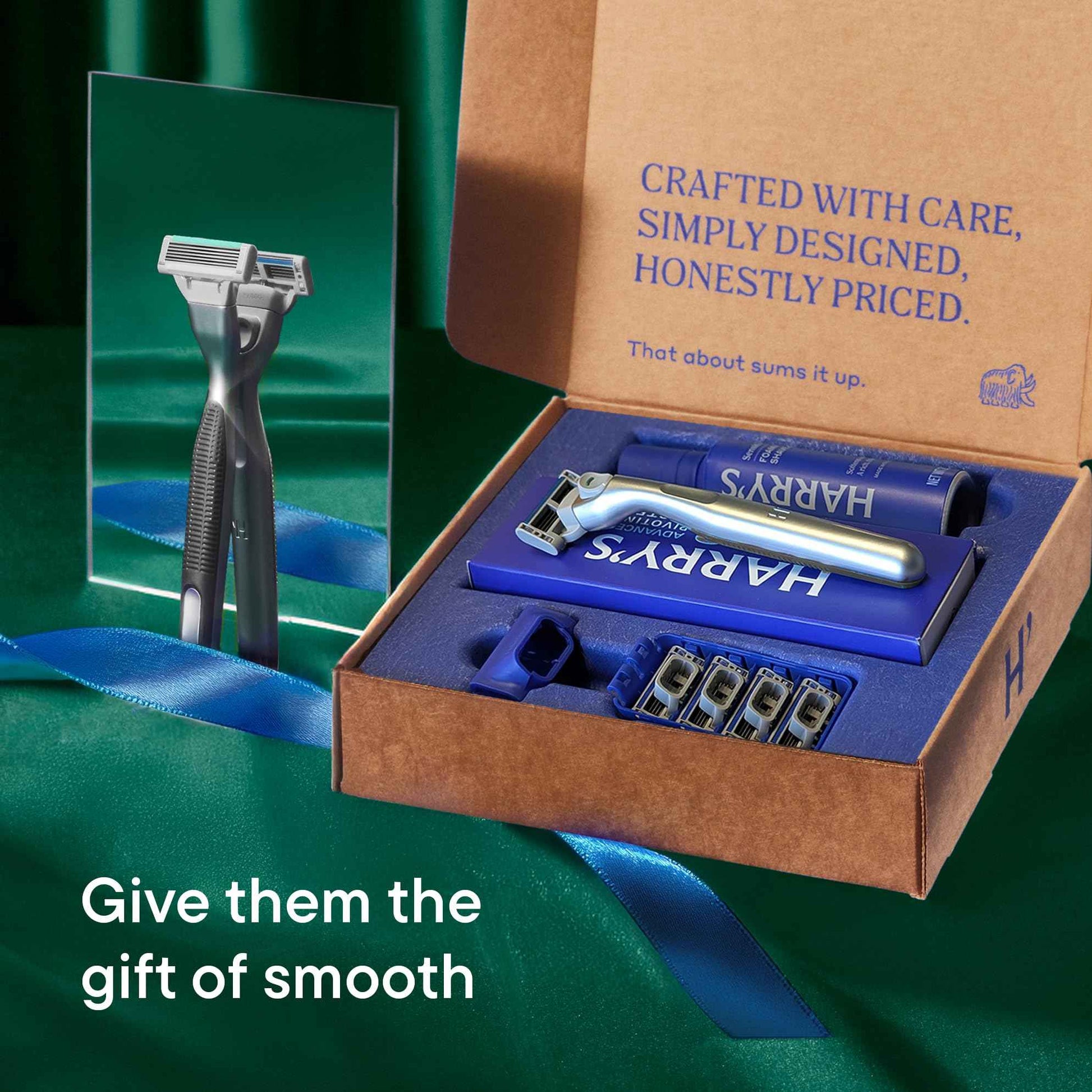 HARRY'S PLUS: Shaving Kit for Men – Gift Box with Premium Handle, 5 Razor Blade Cartridges, 2 oz Foaming Shave Gel & Travel Cover, Advanced Pivoting System – Onyx
