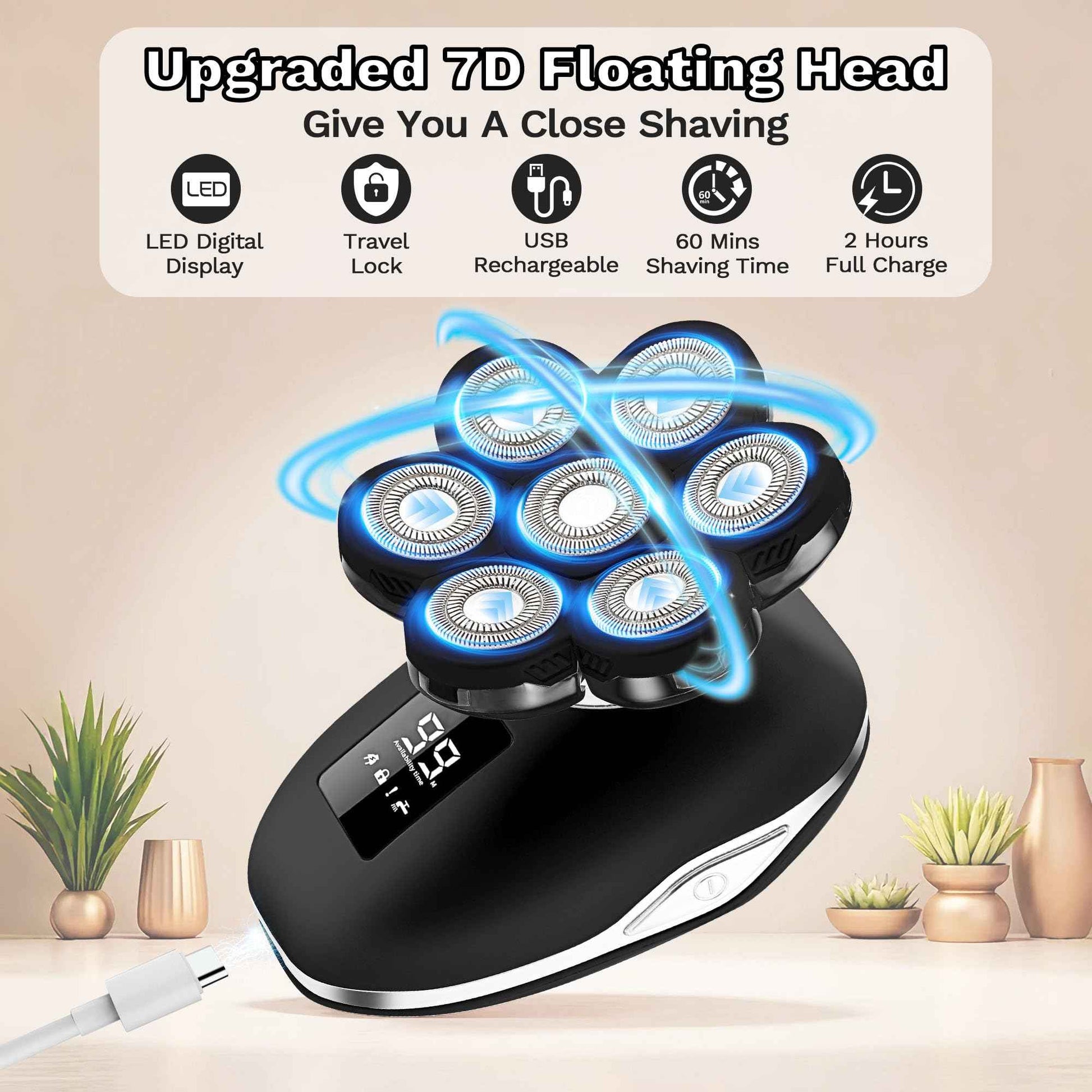 Electric Razors for Women, 7D Electric Shaver for Women, 5 in 1 Lady Shavers, Wet/Dry Bikini Trimmer, Rechargeable Face Razor for Arms Legs Armpit Pubic Area