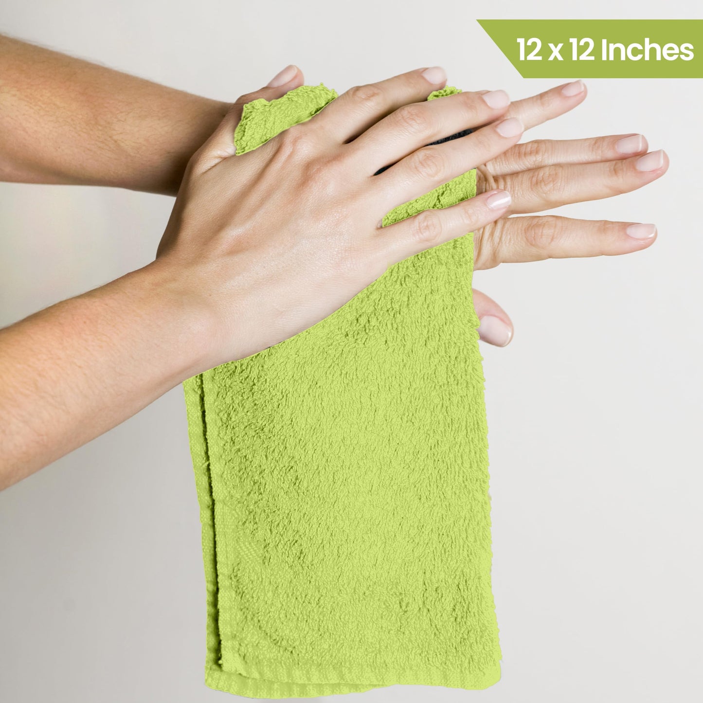 Utopia Towels 24 Pack Cotton Washcloths Set - 100% Ring Spun Cotton, Premium Quality Flannel Face Cloths, Highly Absorbent and Soft Feel Fingertip Towels (Neon Green)