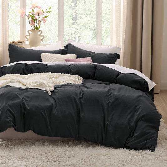 Bedsure Black Twin Duvet Cover Set - Soft Prewashed Duvet Cover Twin Size, 2 Pieces, 1 Duvet Cover 68x90 Inches with Zipper Closure and 1 Pillow Sham, Comforter Not Included