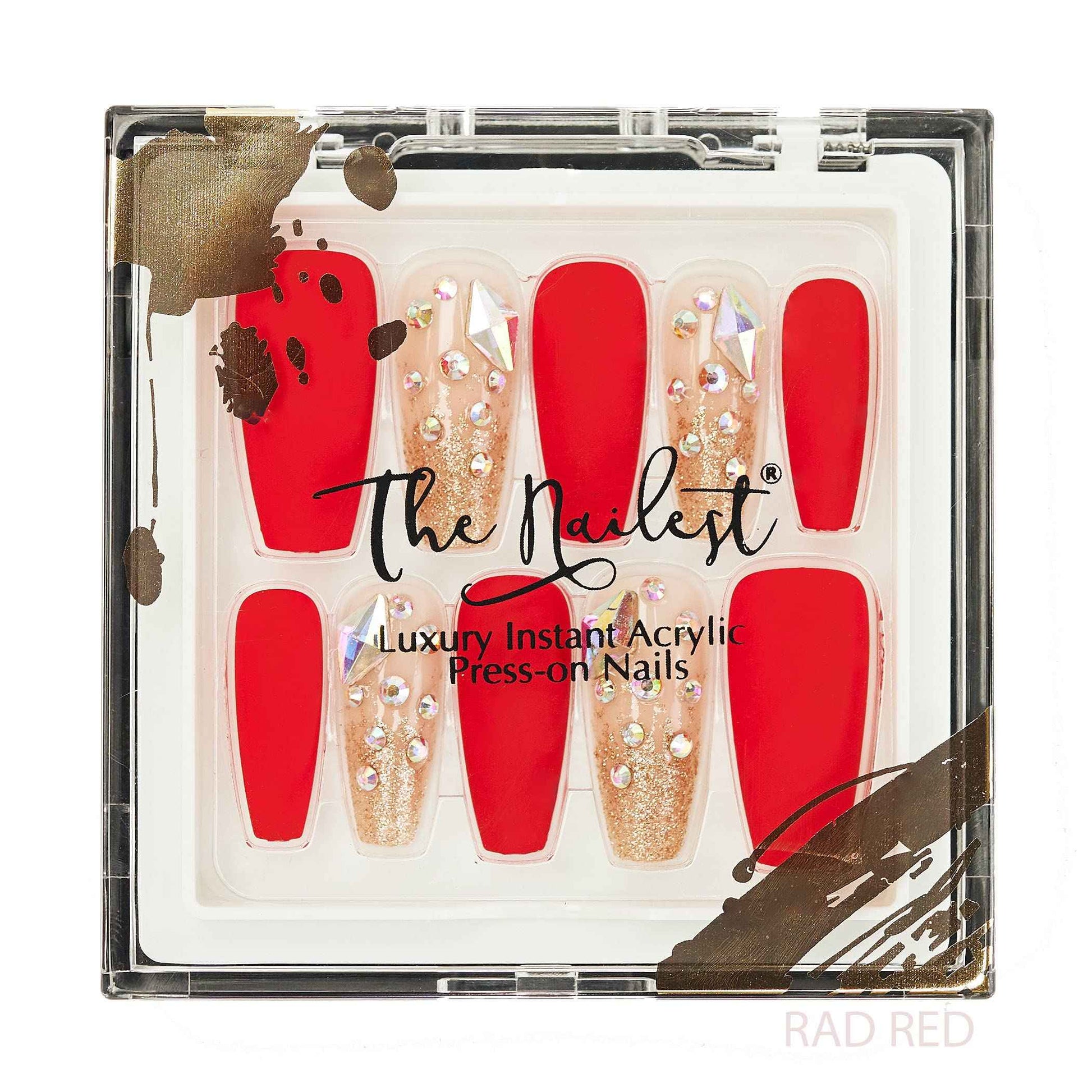 The Nailest - Instant Luxury Acrylic Press-on Nails-Medium Coffin- Rad Red