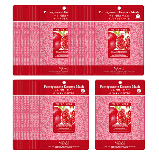 Pack of 31, The Elixir Beauty MJ Korean Cosmetic Full Face Collagen Pomegranate Essence Pack Sheet for Vitality, Clarity, Moisturizing, Relaxing