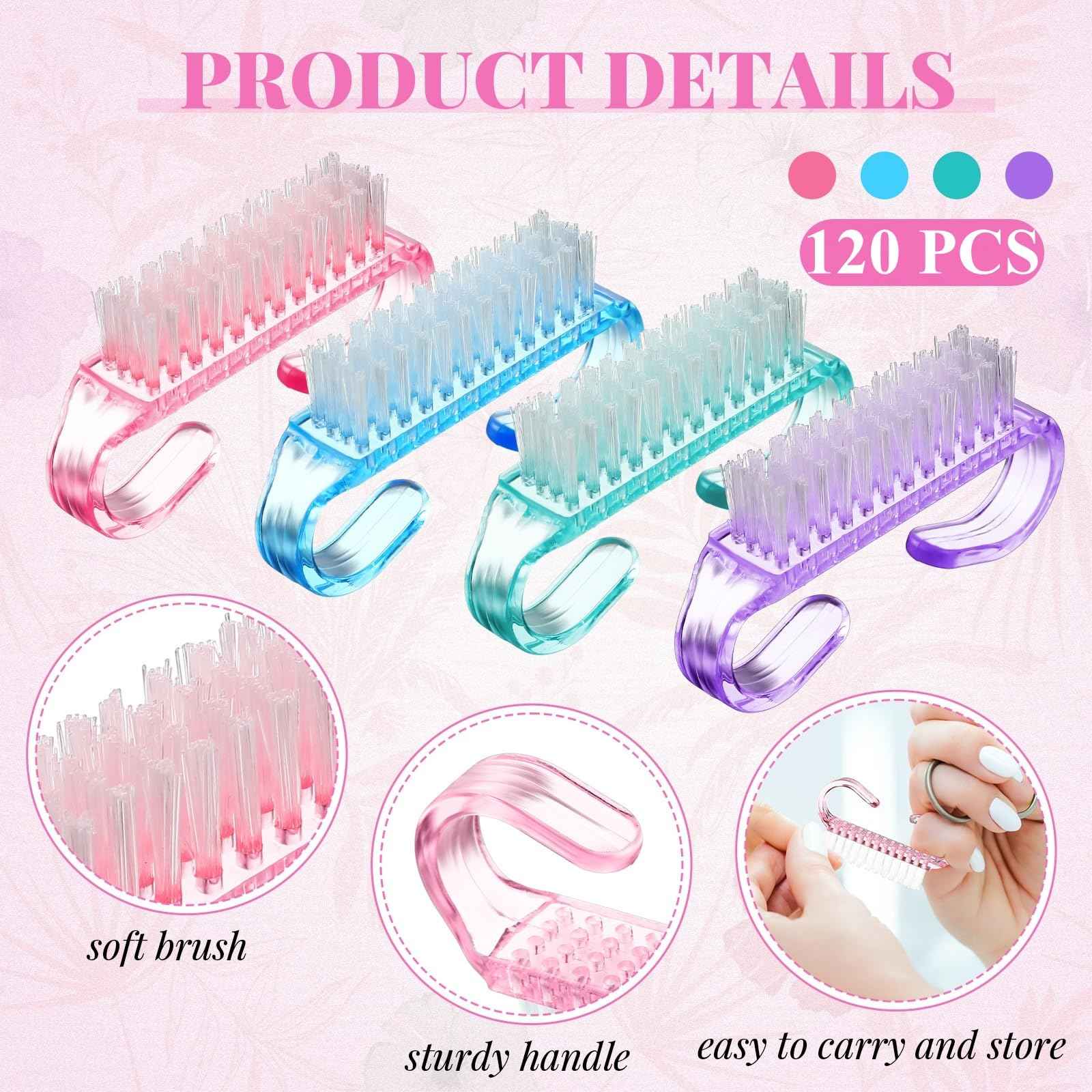 Patelai 200 Pcs Handle Grip Nail Brush Bulk Colorful Nail Scrubber Fingernail Brushes Hand Toes Cleaning Brushes Pedicure Scrubbing Tool for Men and Women, Multicolor Brush