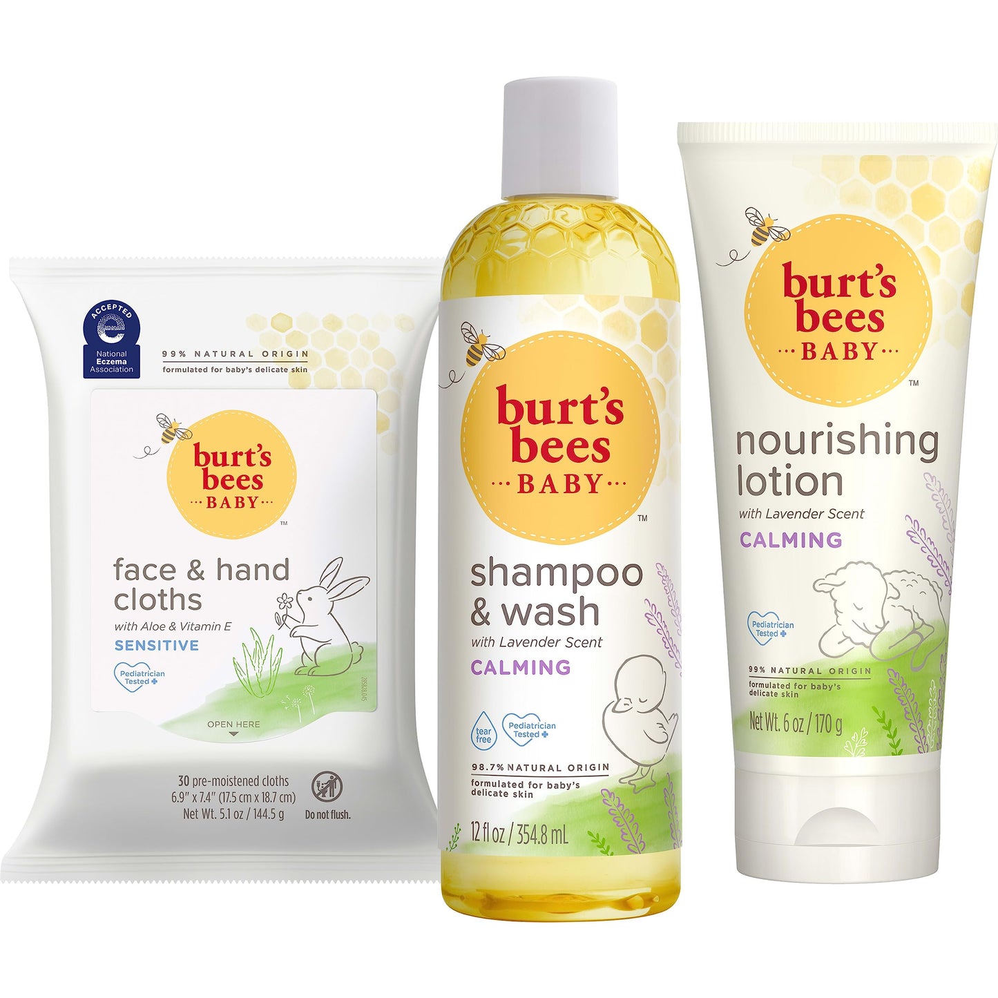 Burt’s Bees Baby Gift Set for Baby Showers, Includes Baby Shampoo and Wash, Baby Body Lotion, Baby Wipes and Cloths, naturally-derived Origin Skincare, 1-Pack