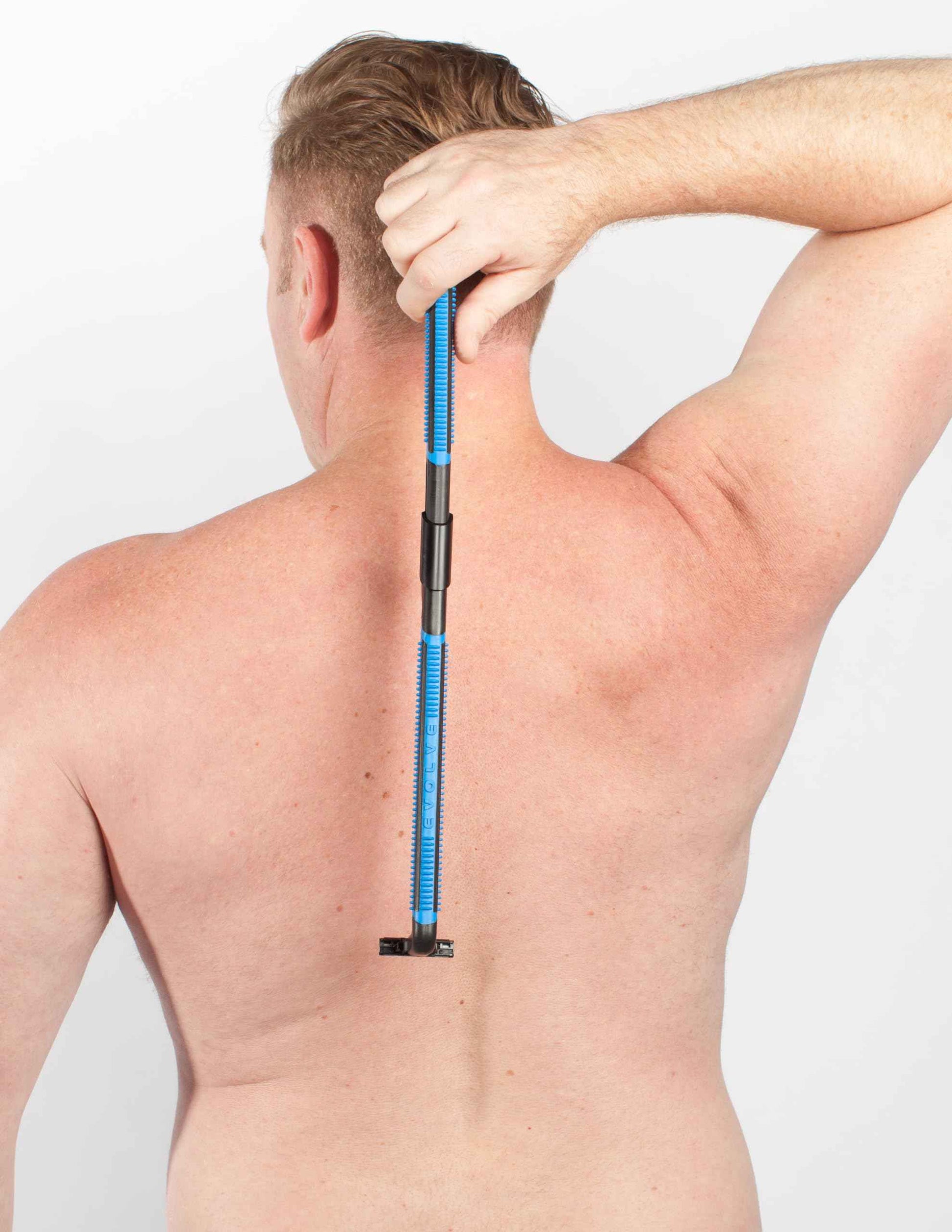 EVOLVE Body Razor Back Shaver Leg Shaver Face Shaver Long Sturdy Folding Handle - 4 Cartridges Included - Shave Wet or Dry - Better Control - Safety Razor Won't Cut Your Back Like Larger Blades