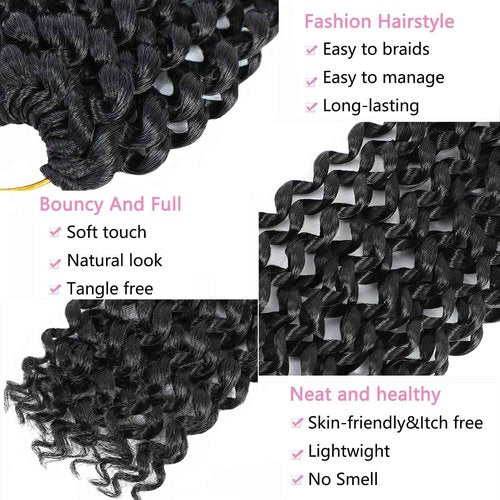 Alrence Passion Twist Hair 28 Inch 8 Packs Water Wave Crochet Hair Curly Braiding Hair For Butterfly Locs Long Bohe Crochet Braids (28 Inch (Pack of 8), 1B#)