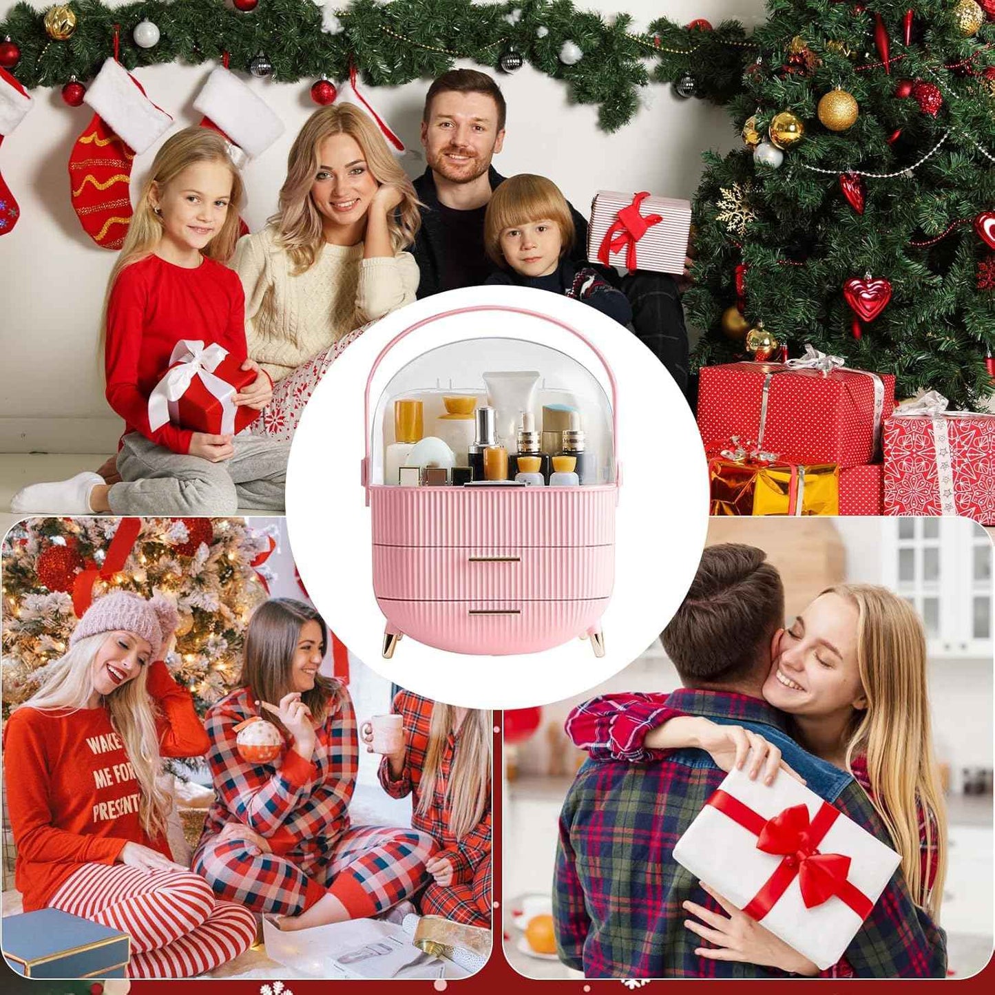 GLTAYLMY Makeup Organizer for Vanity, Cosmetics Skincare Organizers with Lid and Drawers, Cosmetic Display Cases for Countertop Bathroom Dresser, Ideal Gifts for Women